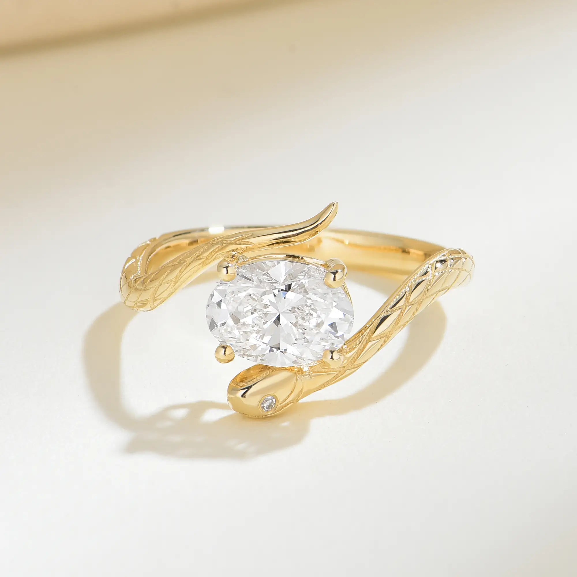 Snake Protection Oval 1.00 ctw Lab-Grown Diamond East-West Ring 14k yellow gold