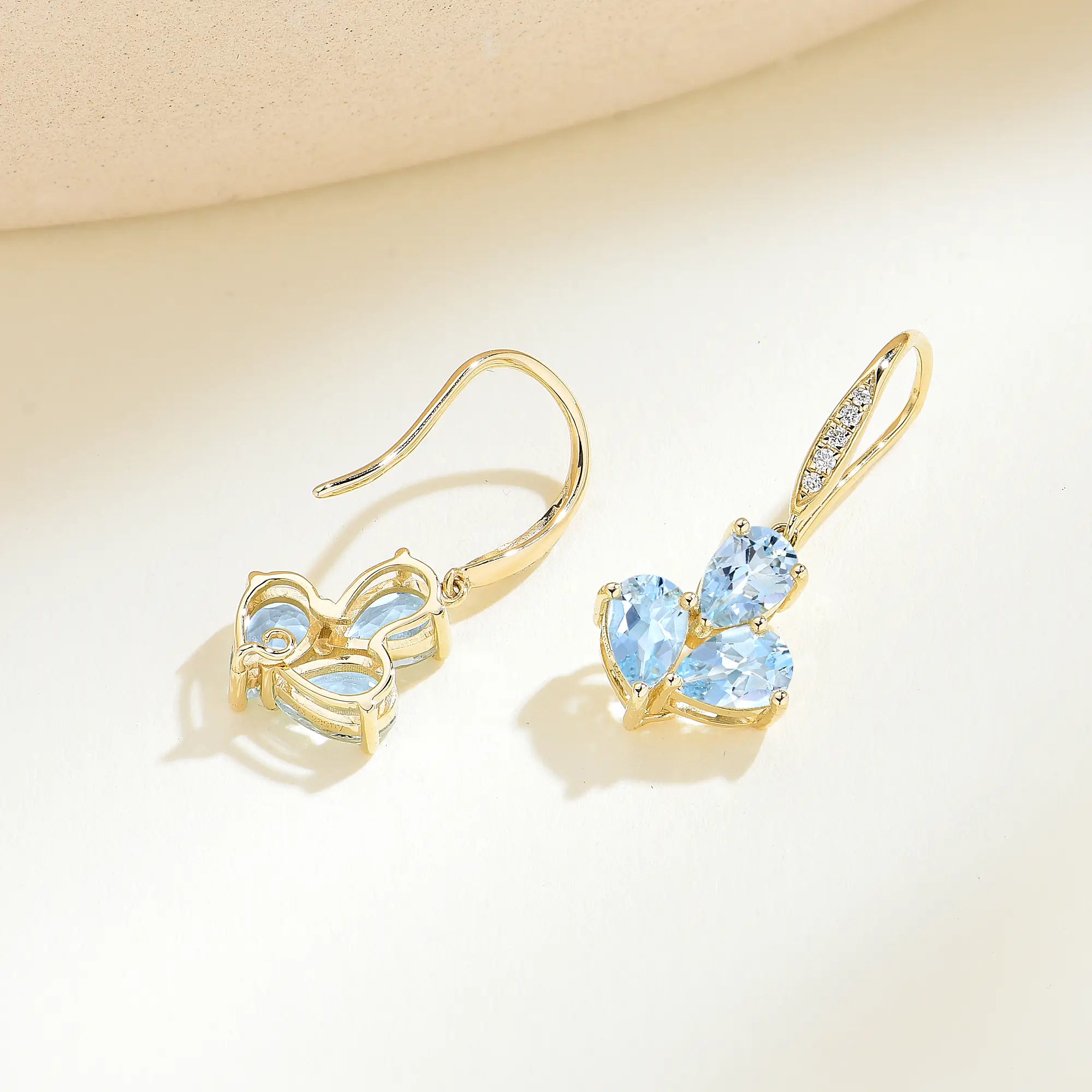 Allure Natural Aquamarine Diamond Drop Earrings 14k solid gold