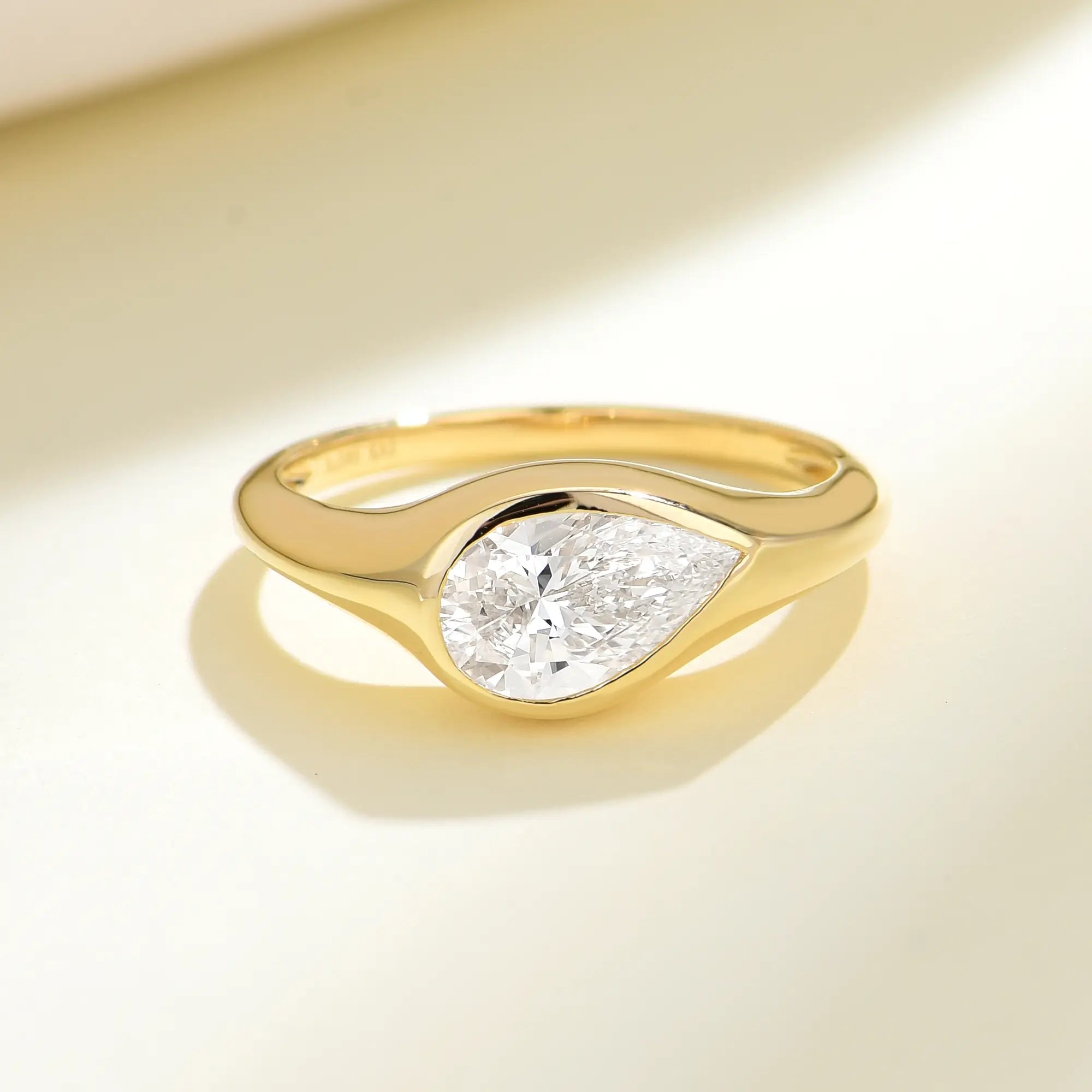 Gloria Pear Lab Grown Diamond 1.0 2.0 3.0ctw Ring 14k yellow gold