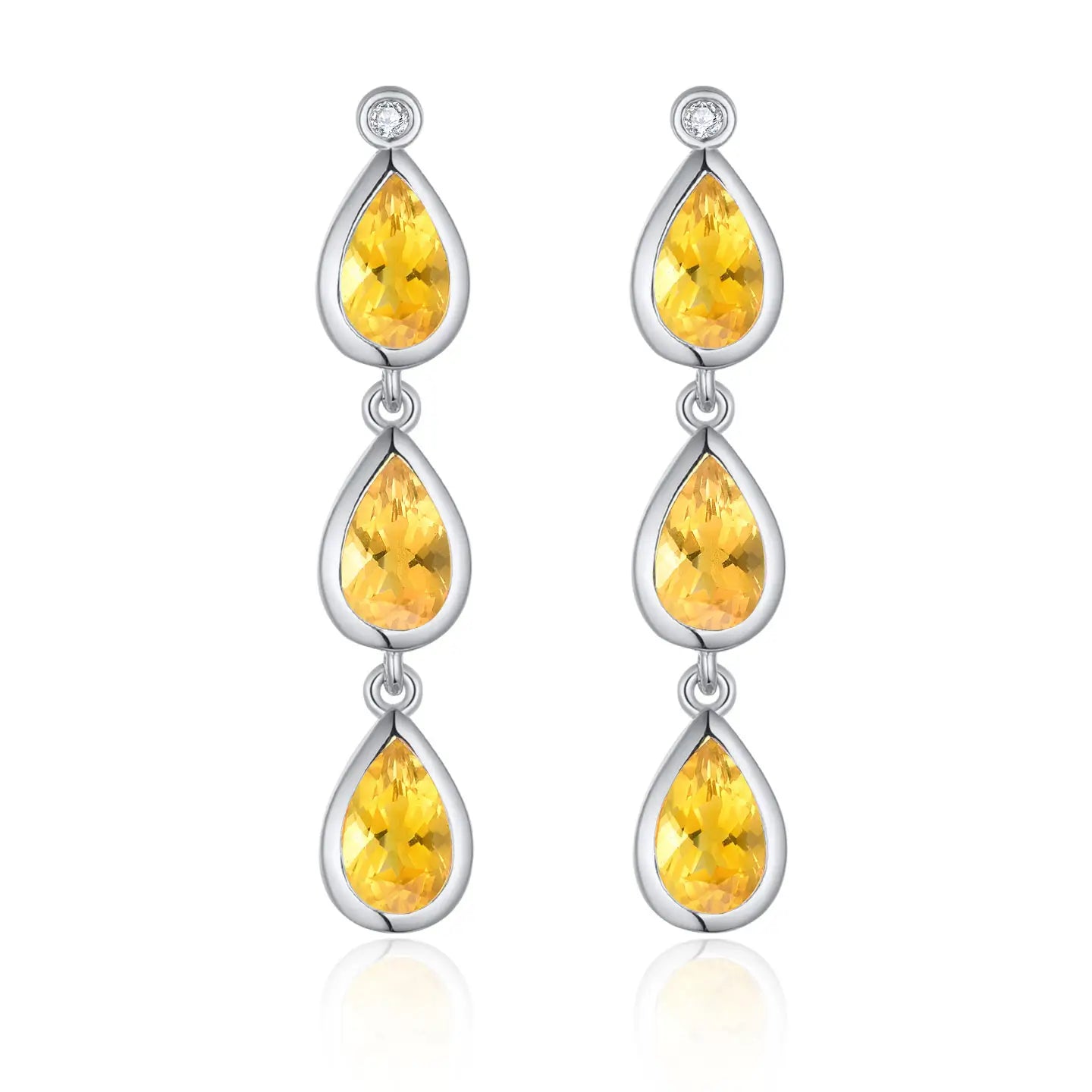 Venus Tears Citrine Diamond Drop Earrings