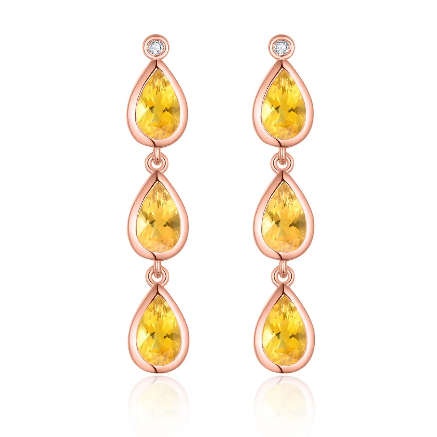 Venus Tears Citrine Diamond Drop Earrings