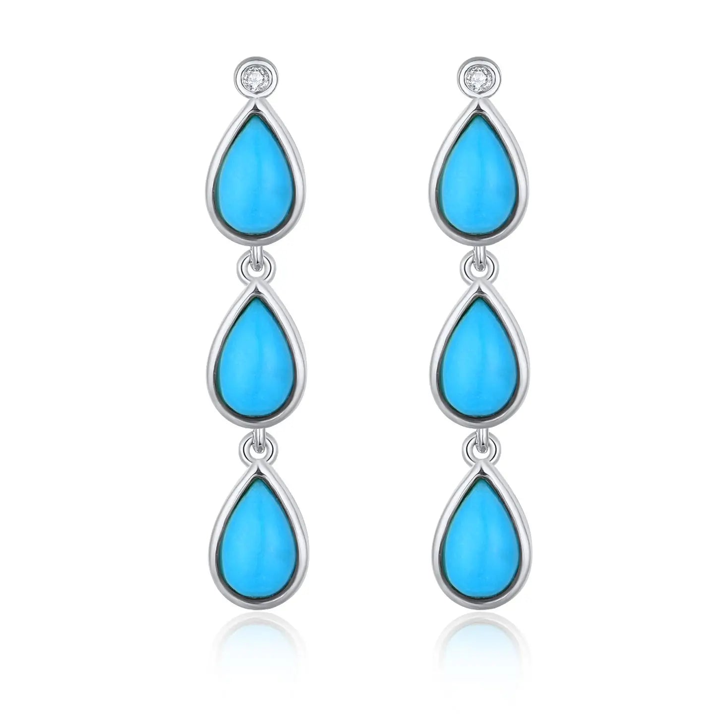 Venus Tears Pear Natural Gemstones Diamond Drop Earrings 14k white gold 