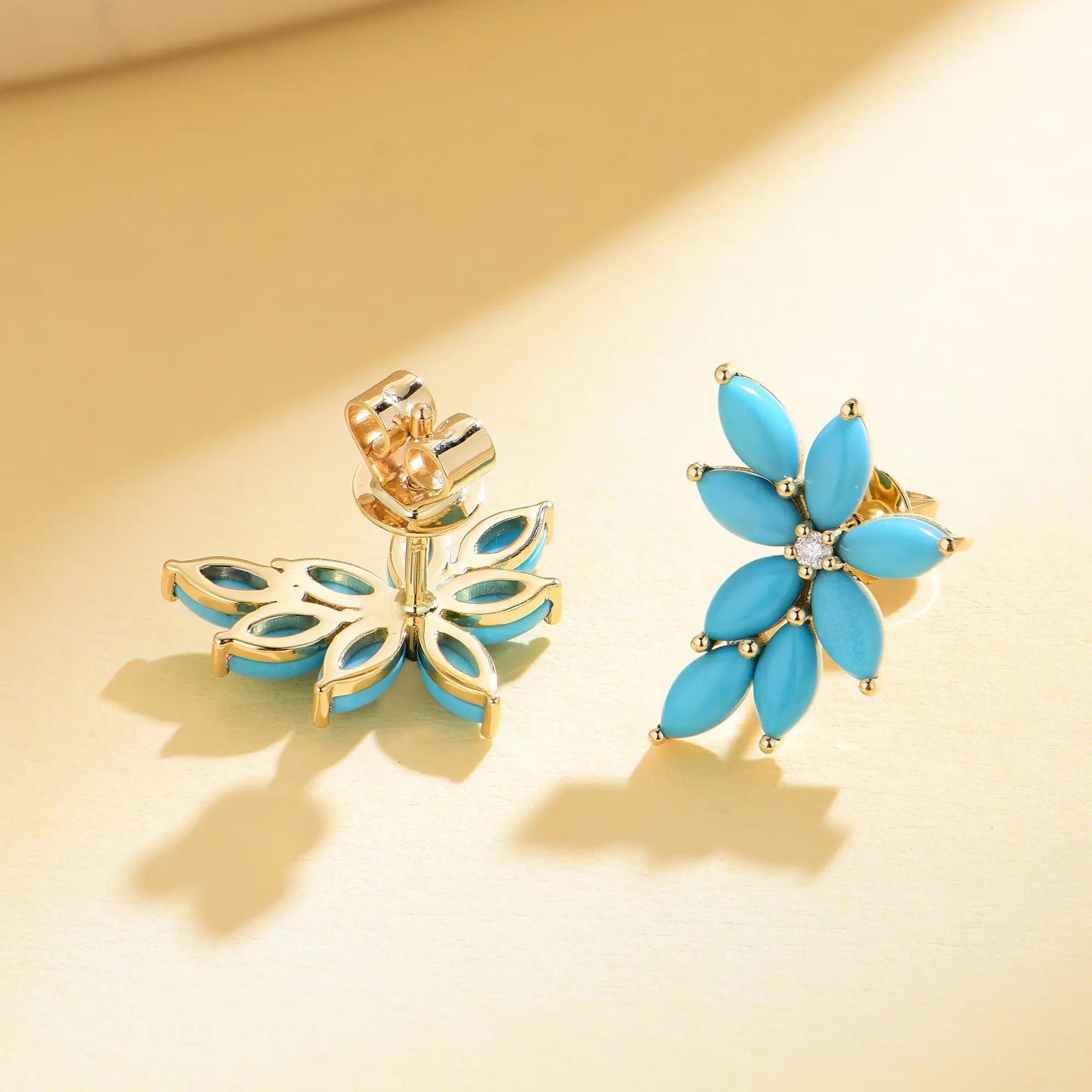 Nina Zhou x Kai Natural Turquoise Diamond Cluster Earrings in 14k Gold