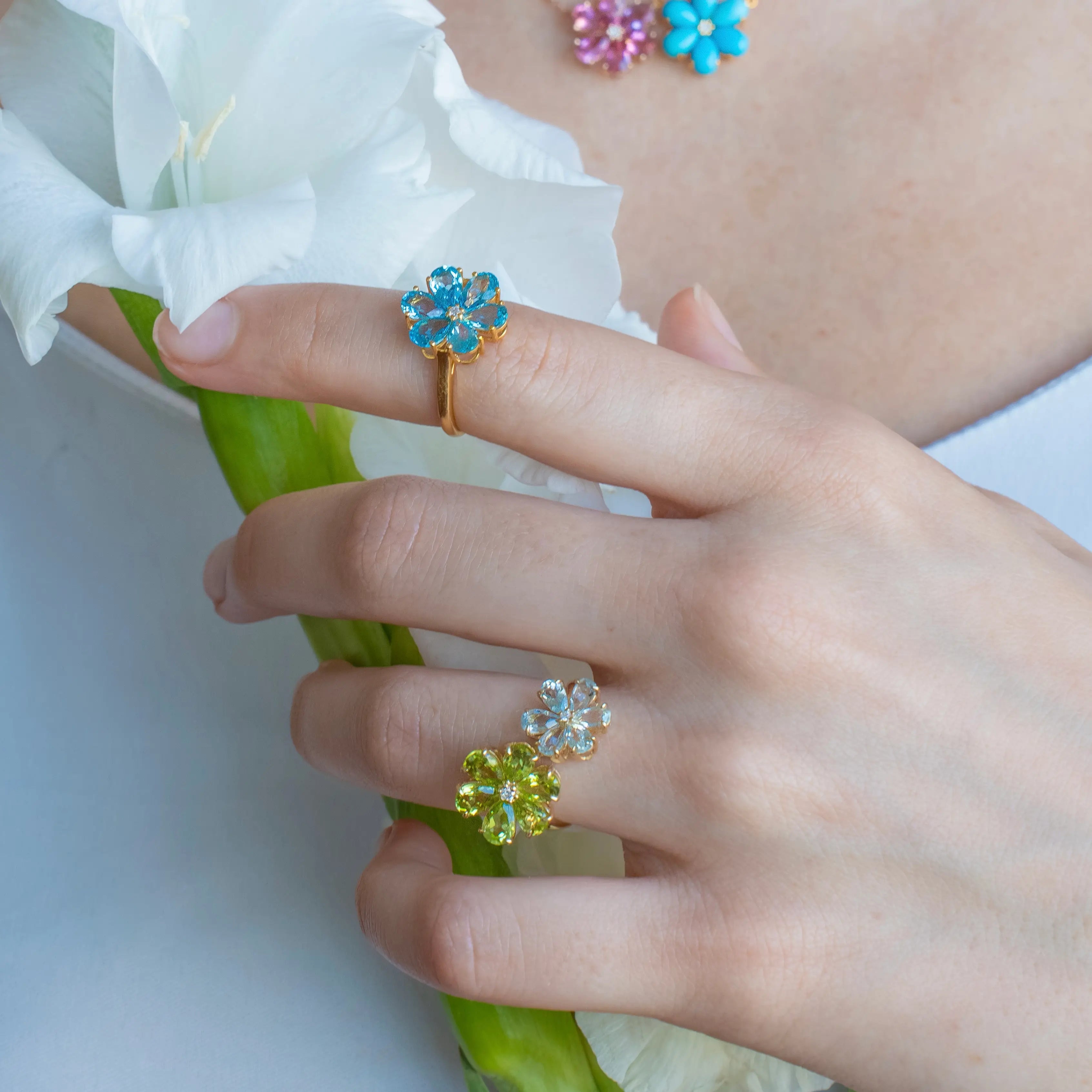 Flora Blossom Topaz Diamond Ring