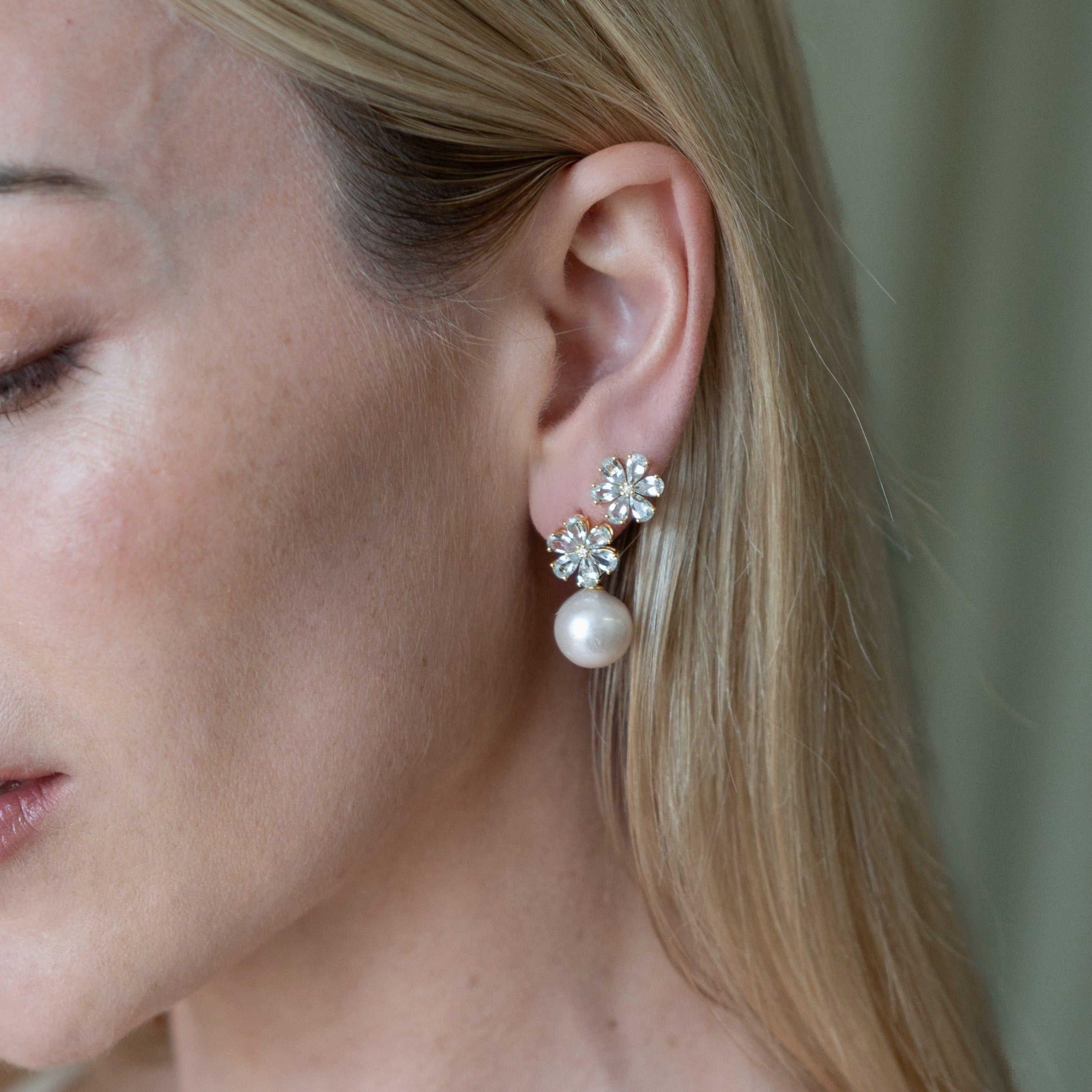 Flora Blossom Aquamarine Diamond Earrings