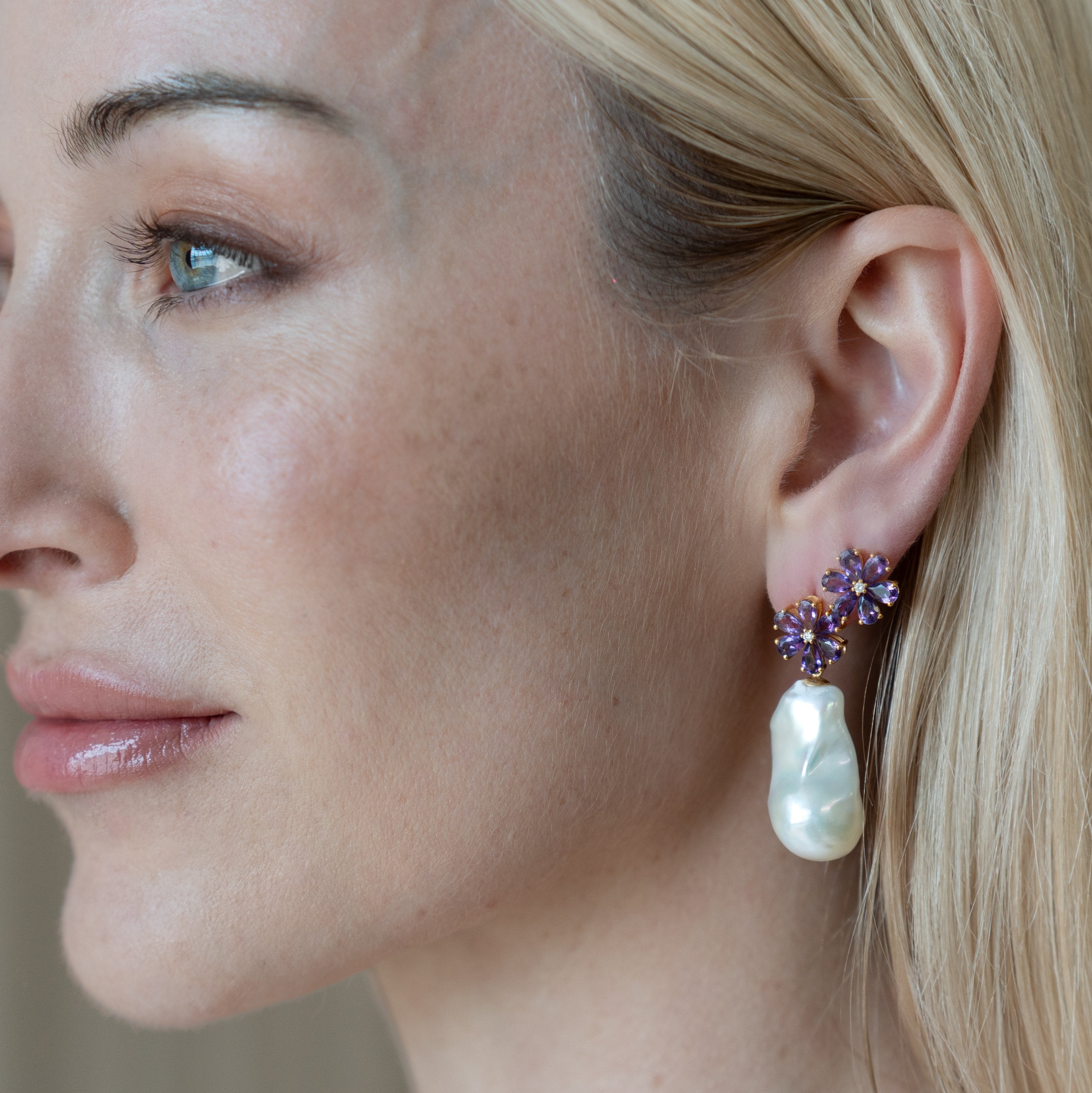 Flora Blossom Amethyst Diamond Earrings