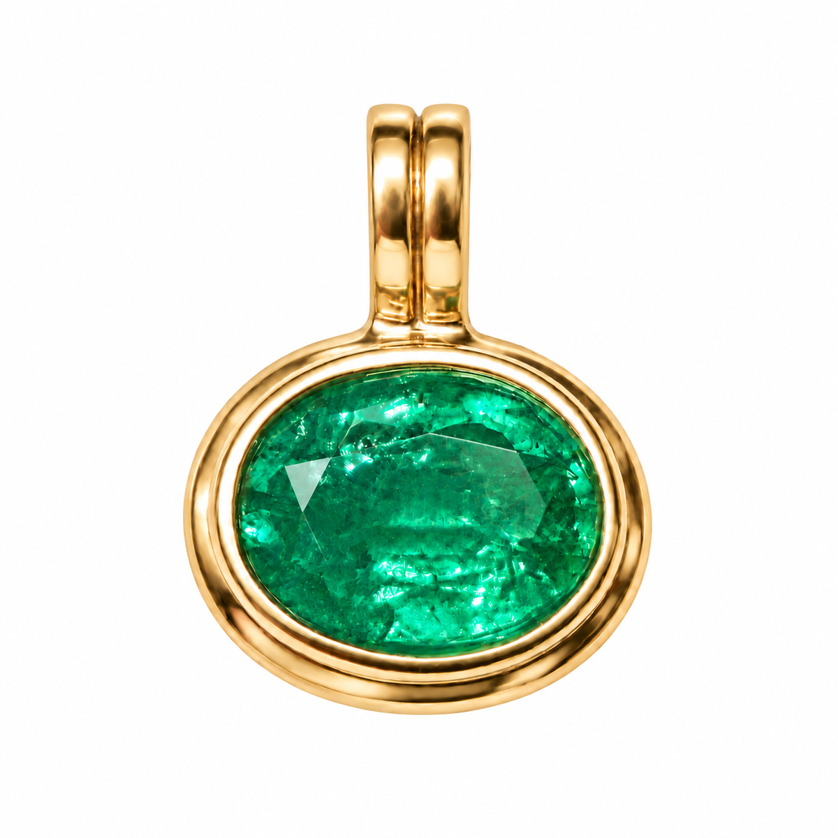 Bella AIGS Certified 1.70ct Natural Emerald Diamond Lock Paperclip Chain Necklace (One-of-a-Kind)