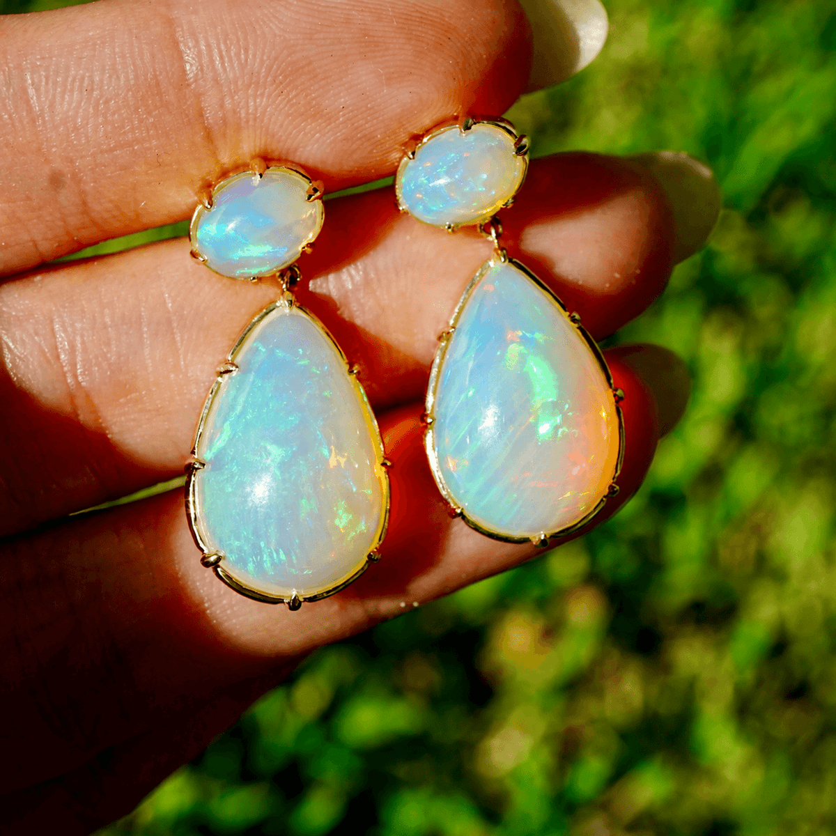 (SOLD) Aurea 16.00 ctw Natural Opal Drop Earrings (One-of-a-Kind)