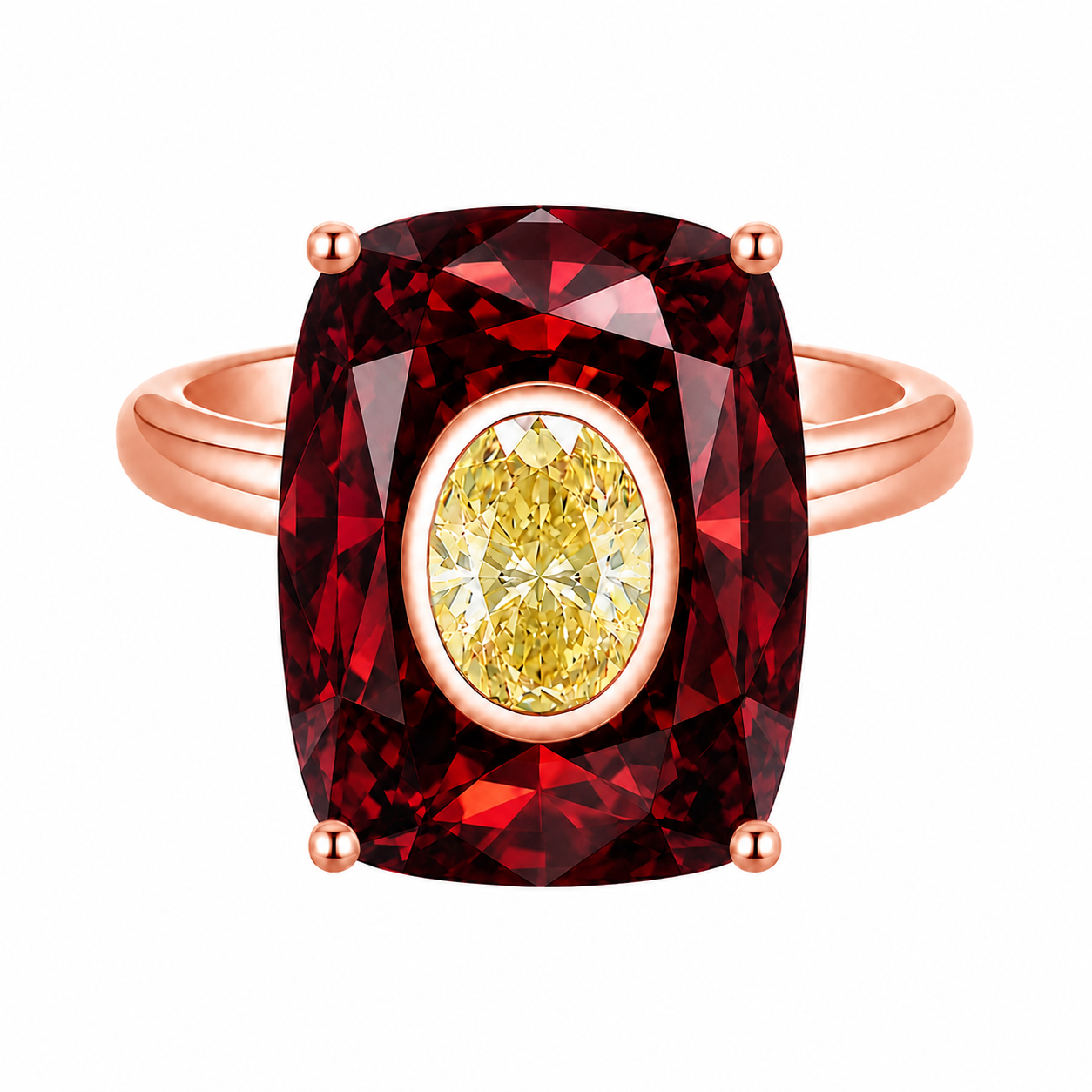 Custom Garnet & Lab Grown Yellow Diamond Ring