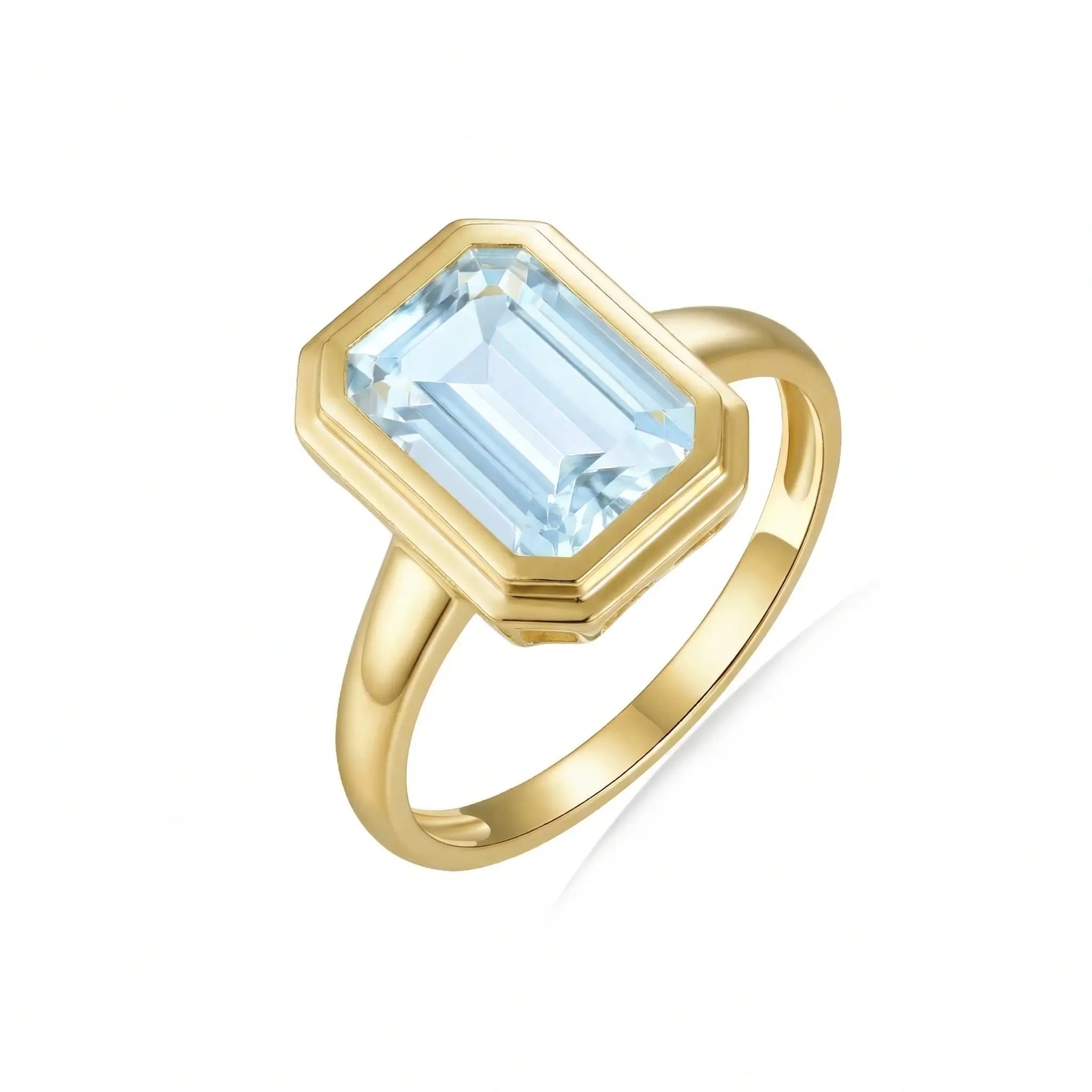 Bella Emerald-Cut Aquamarine Ring