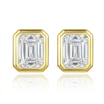 Bella 4.00ct Emerald-Cut Lab Grown Diamond Earrings 14k yellow gold