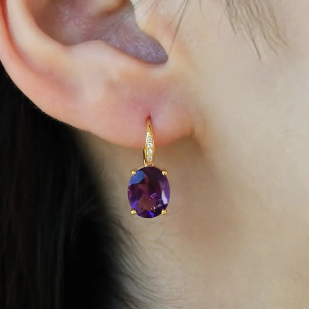 Radiant Oval Amethyst Diamond Baroque Pearl Convertible Drop Earrings