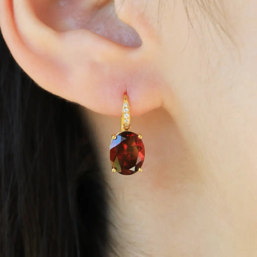 Radiant Oval Garnet Diamond Baroque Pearl Convertible Drop Earrings