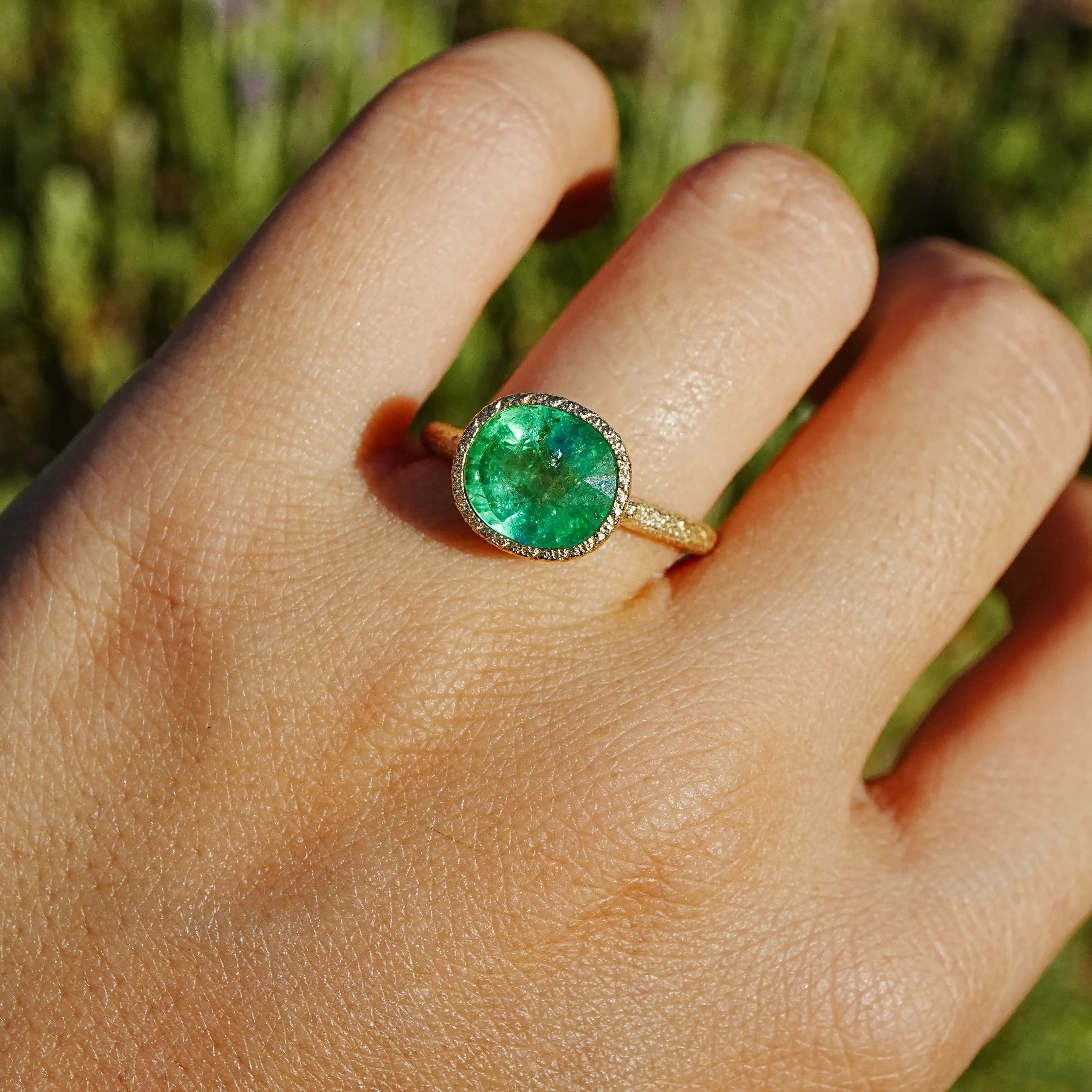 14k yellow gold Aria Arch 2.95ct Natural Green Tourmaliine Ring (One-of-a-Kind) in size 7