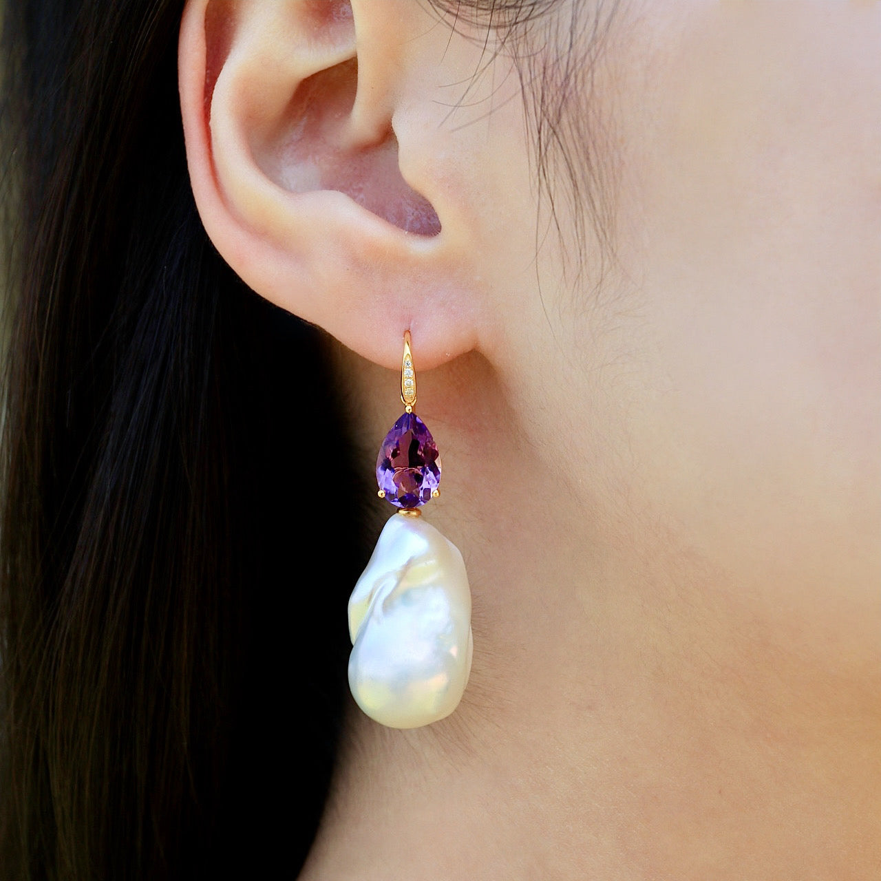Pear Me Hoops in Chalcedony Pear Me Hoops in Chalcedony