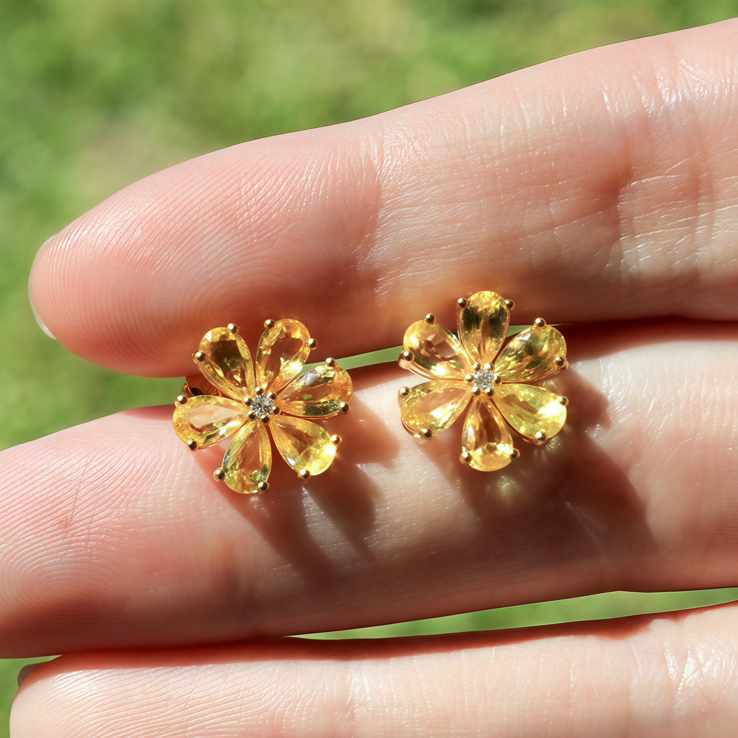 Flora Blossom Yellow Sapphire Diamond Earrings