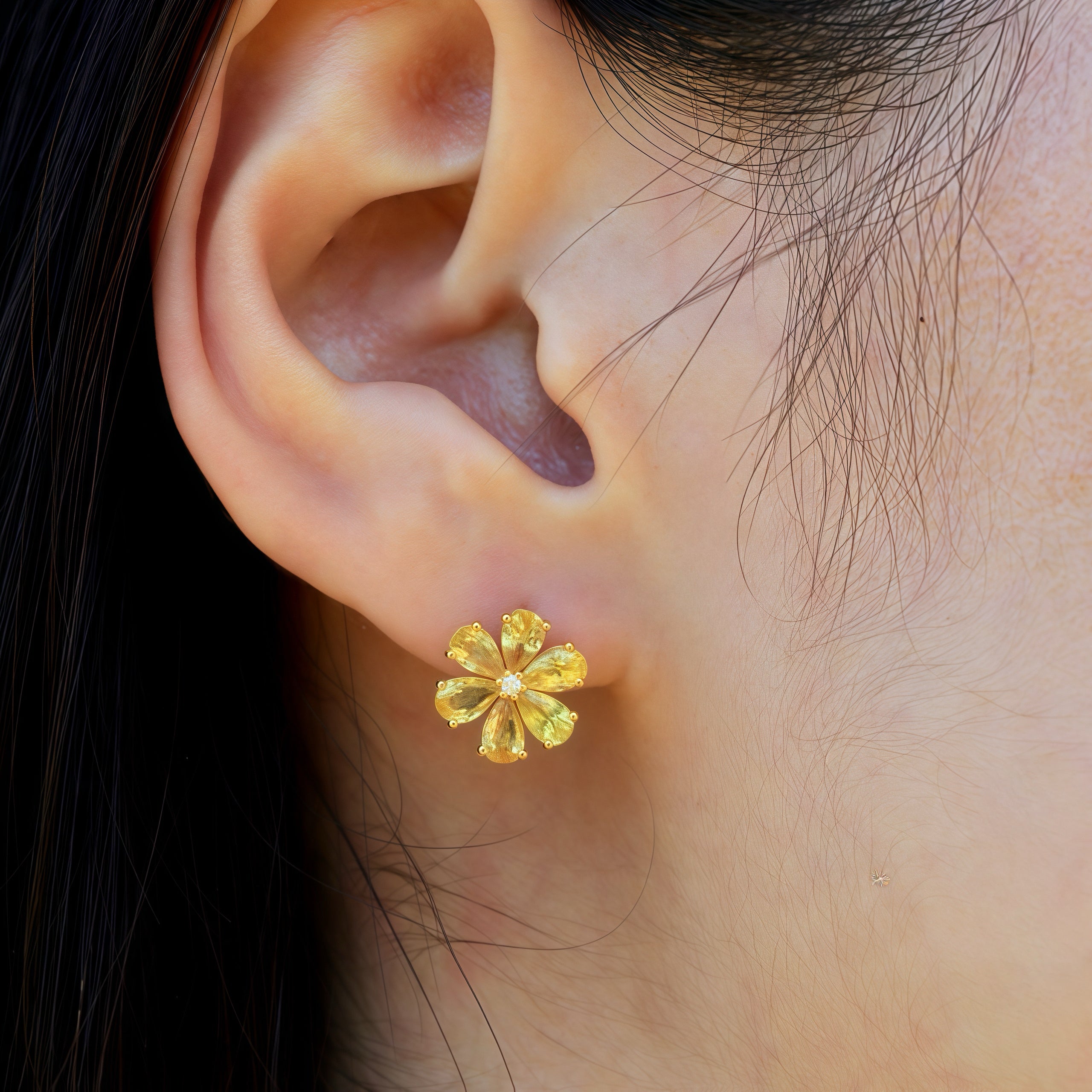 Flora Blossom Yellow Sapphire Diamond Earrings