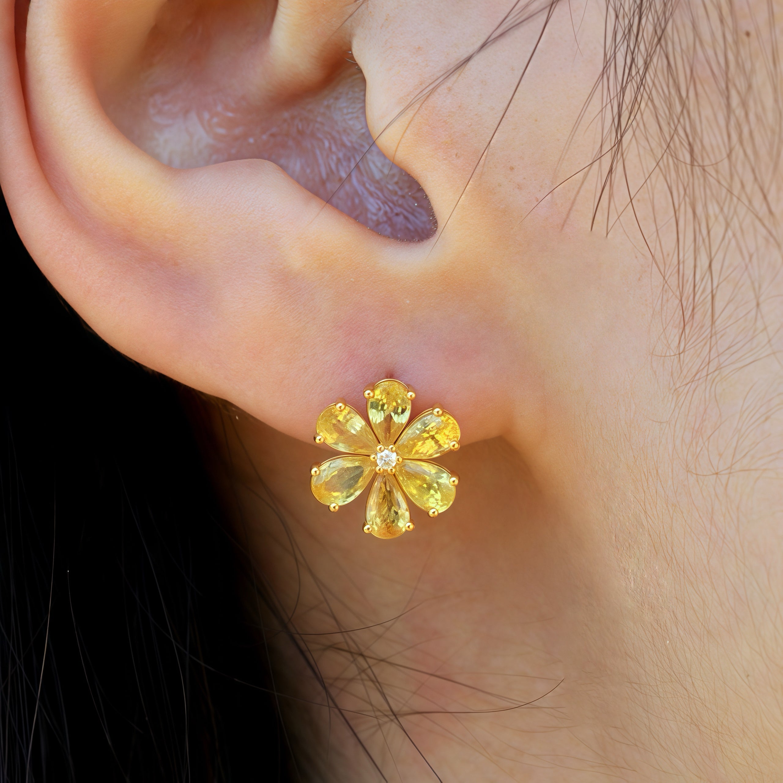 Flora Blossom Yellow Sapphire Diamond Pearl Convertible Drop Earrings