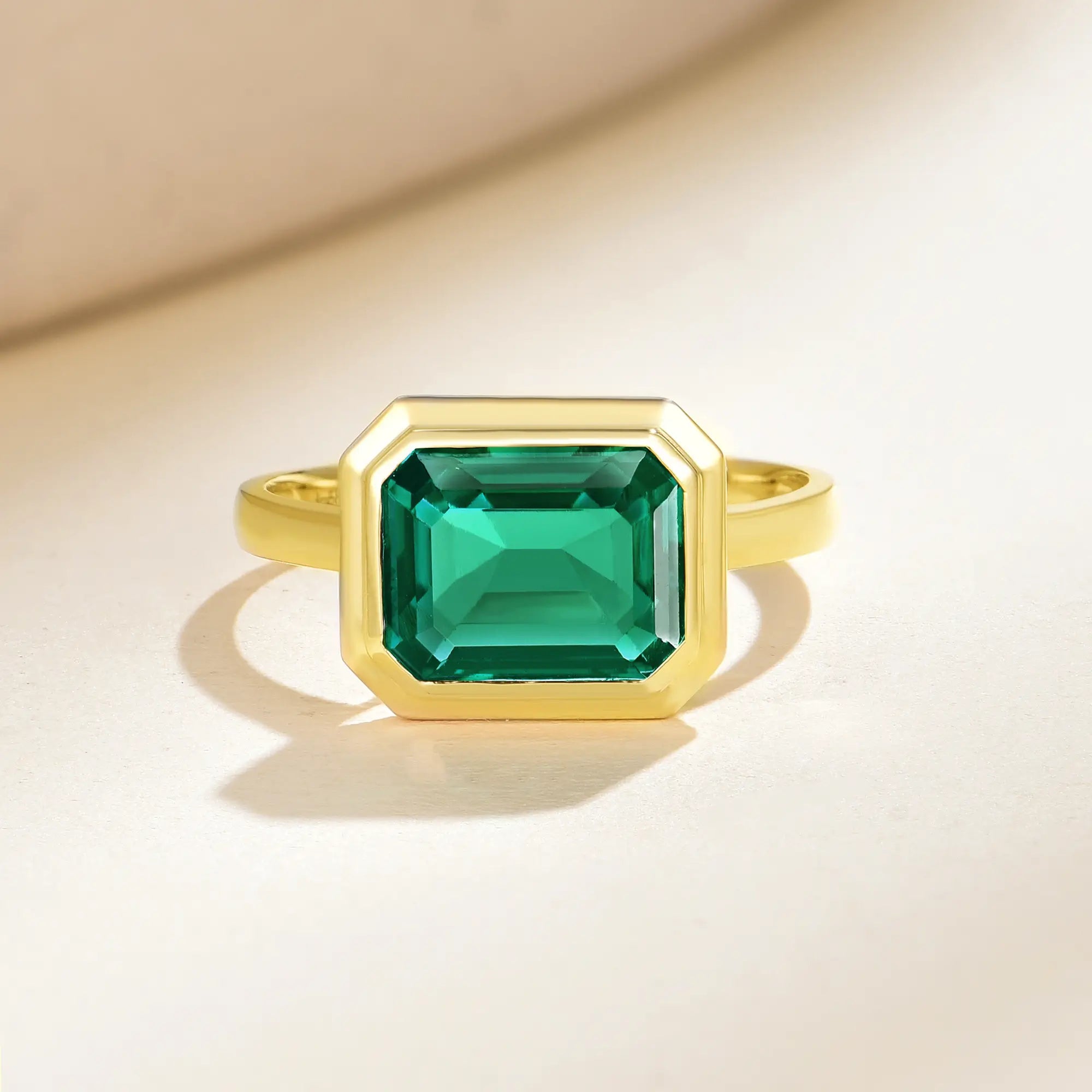 14k gold Bella East-West 2.00ctw Lab Grown Emerald Ring