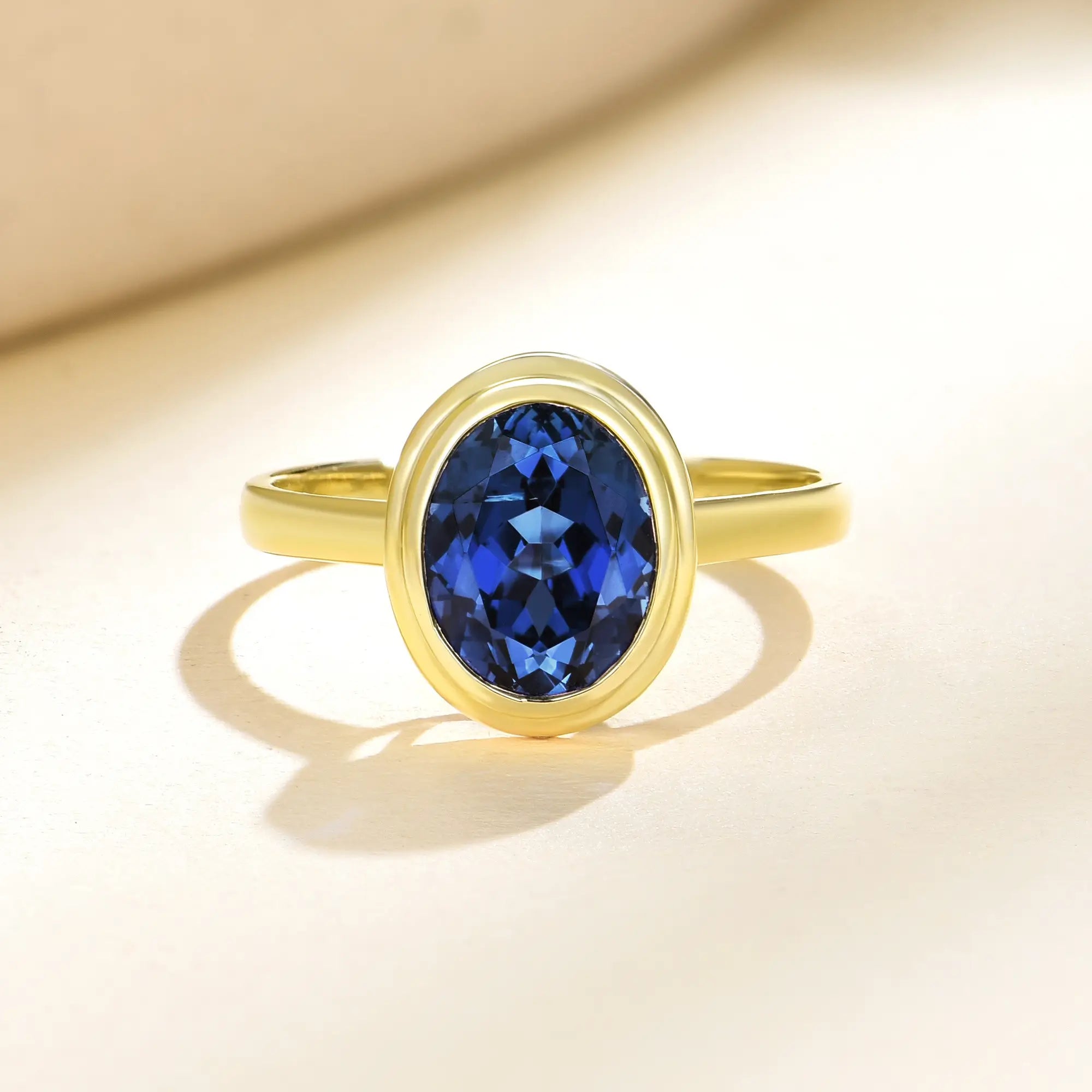 14k gold Bella Oval 2.50ctw Lab Grown Sapphire Ring