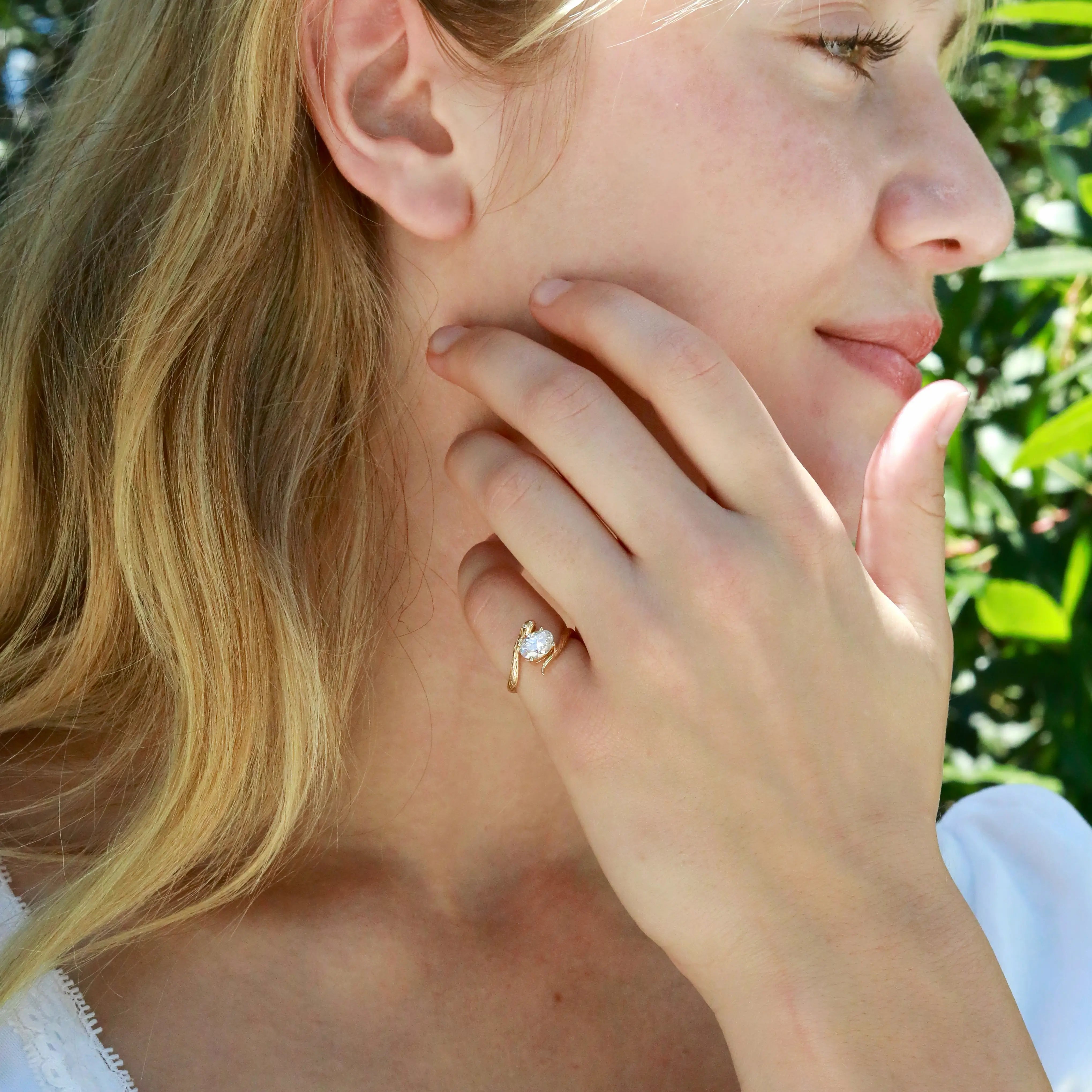 Snake Protection Oval 1.00 ctw Lab-Grown Diamond East-West Ring 14k yellow gold