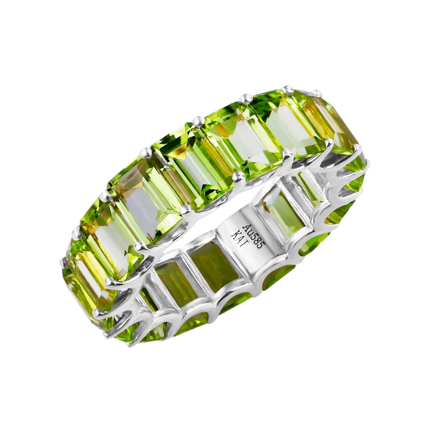 Nora Emerald-Cut Peridot Eternity Ring