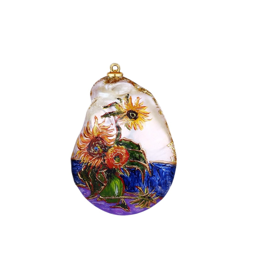 Hand-Painted Sunflowers Baroque Pearl Enhancers