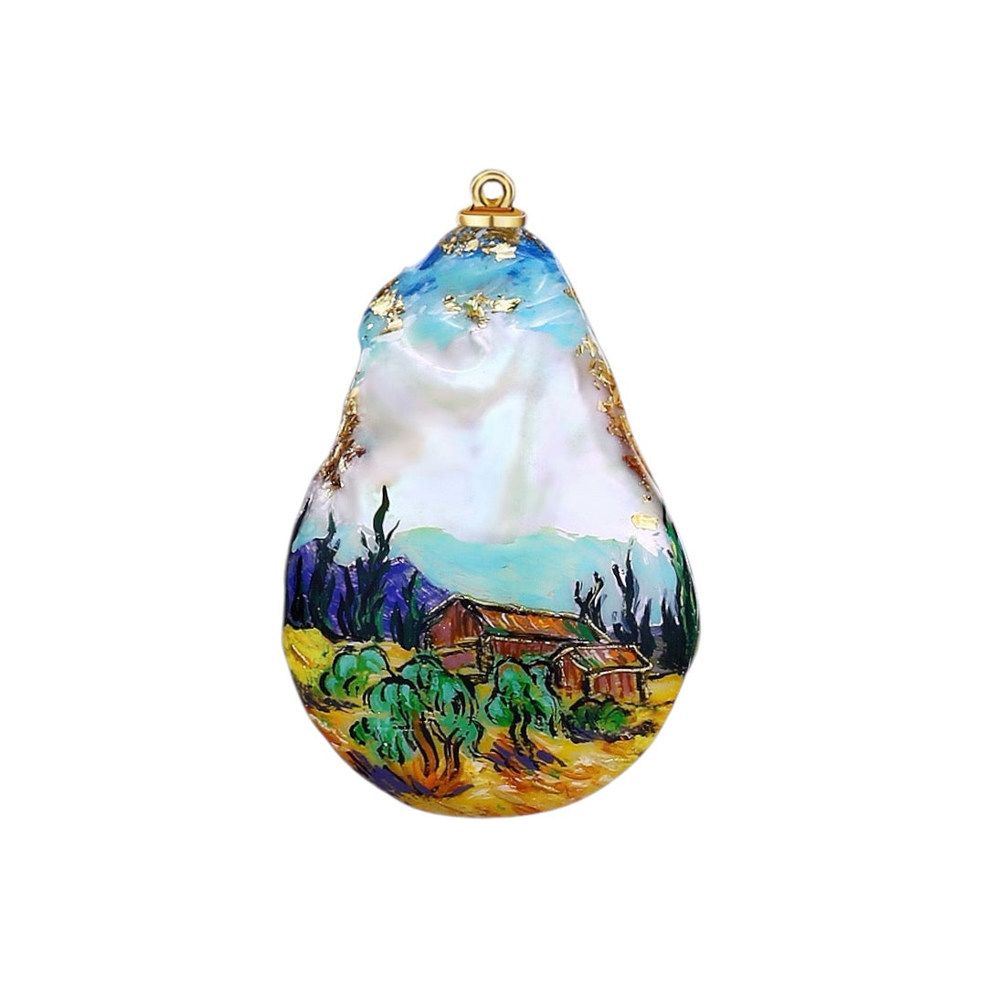 Hand-Painted Wheatfield Baroque Pearl Enhancers