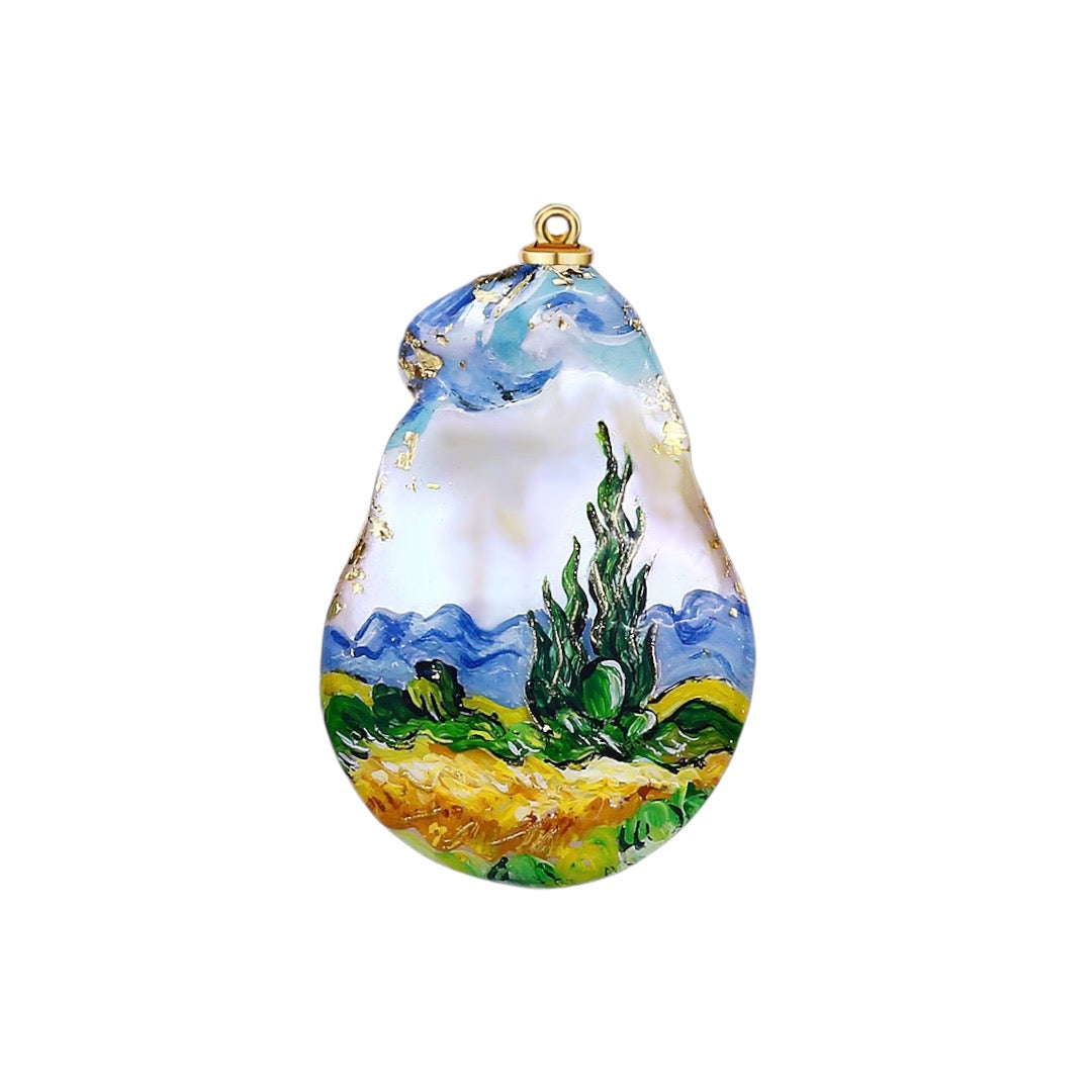 Hand-Painted Wheatfield Baroque Pearl Enhancers