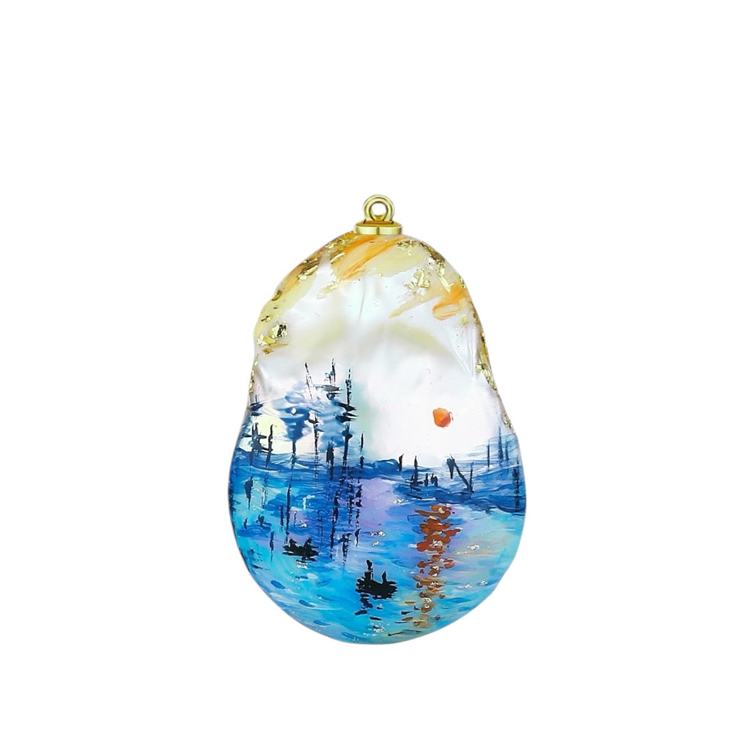 Hand-Painted Impression Sunrise Baroque Pearl Enhancers