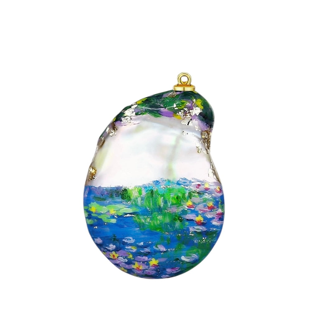 Hand-Painted Water Lilies Baroque Pearl Enhancers