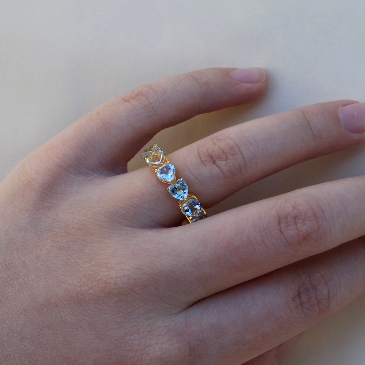 Nora Heart Auqamarine Eternity Ring