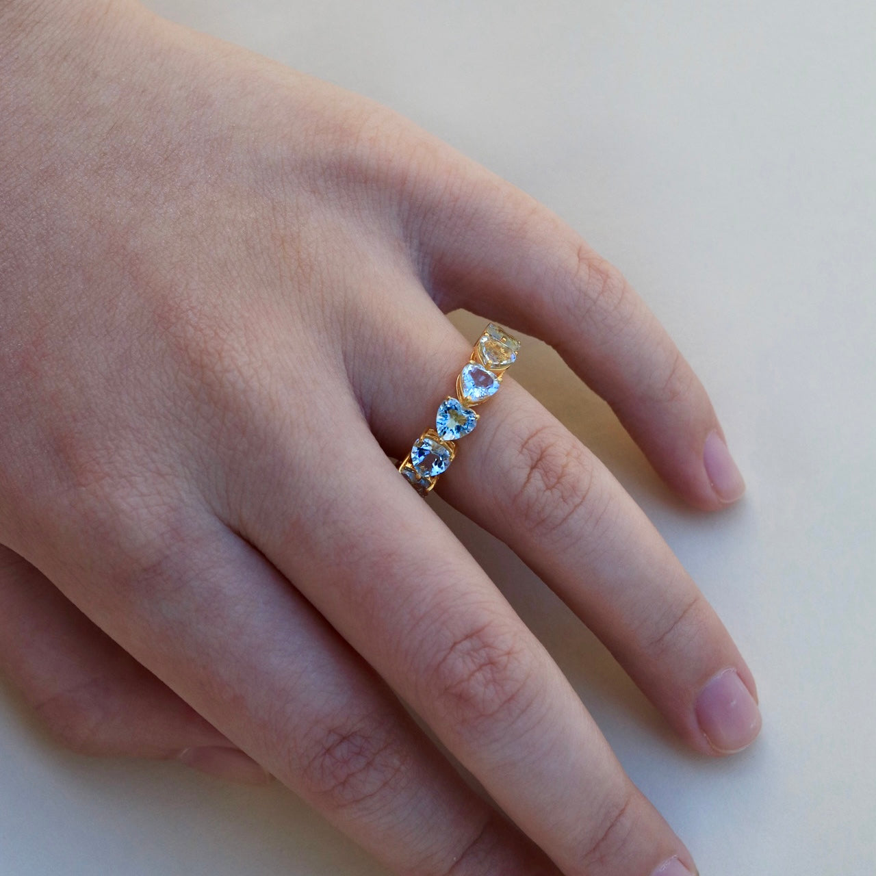Nora Heart Auqamarine Eternity Ring