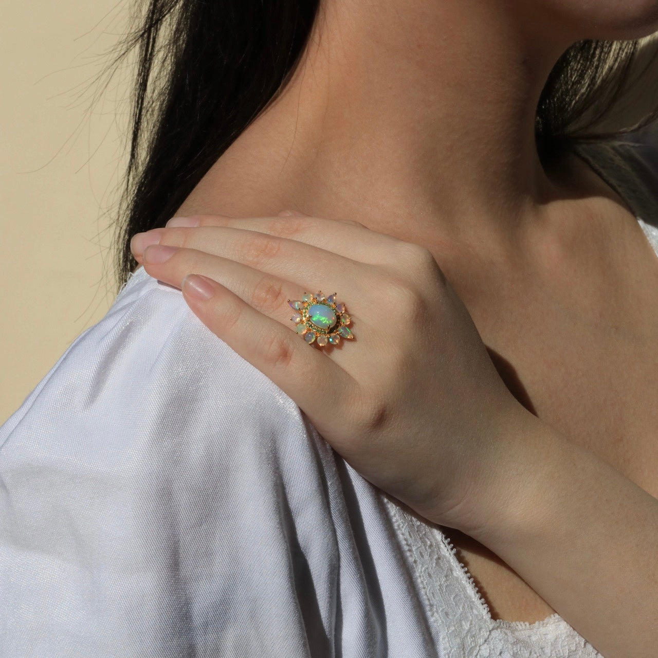 Opal Tsavorite Cocktail Ring