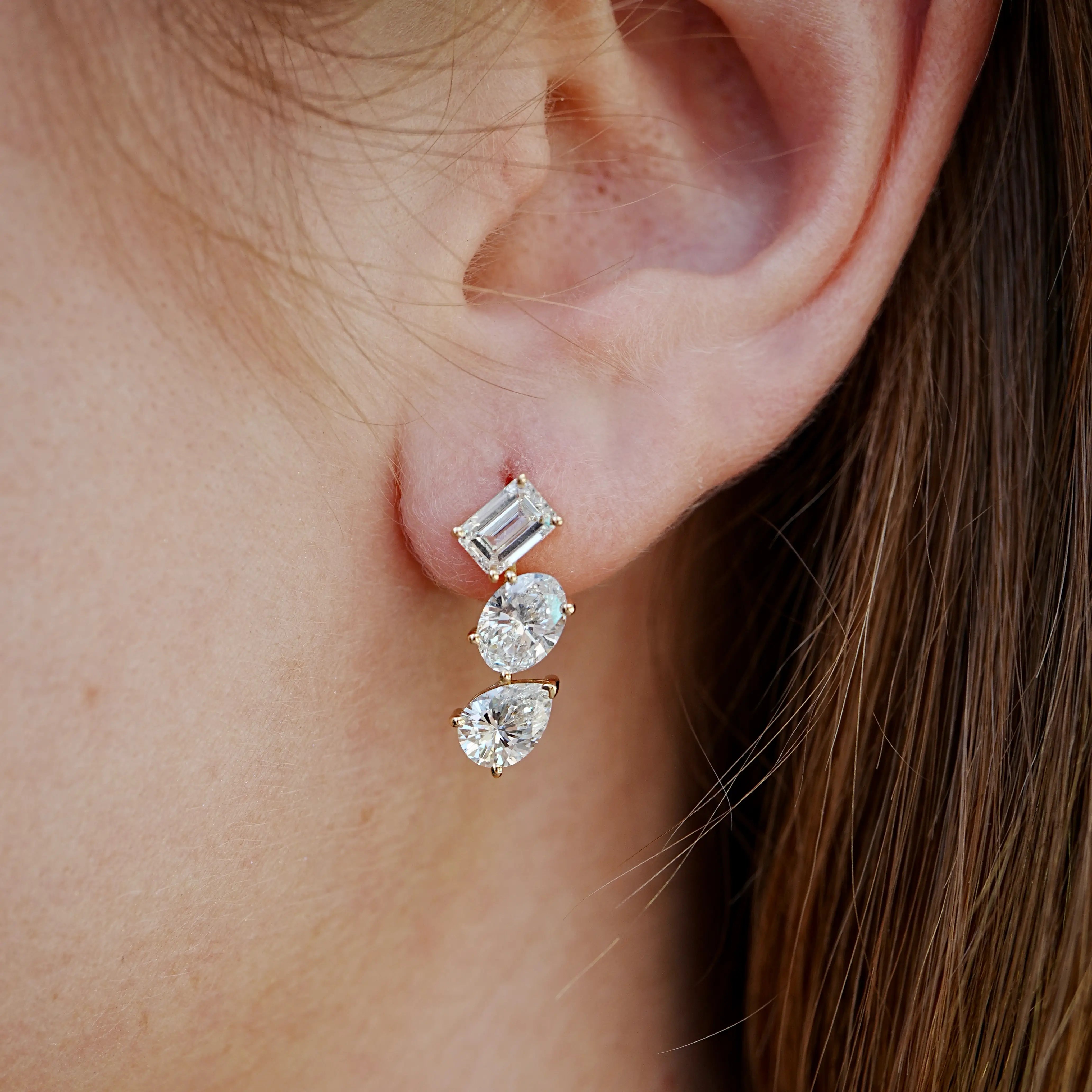 4.20ct Lab Grown Diamond Drop Earrings in 14k solid gold 