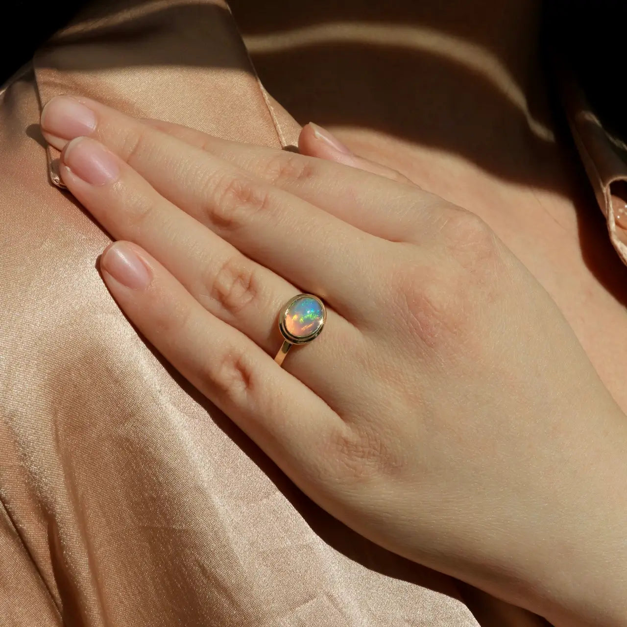 Bella East-West Oval Opal Ring