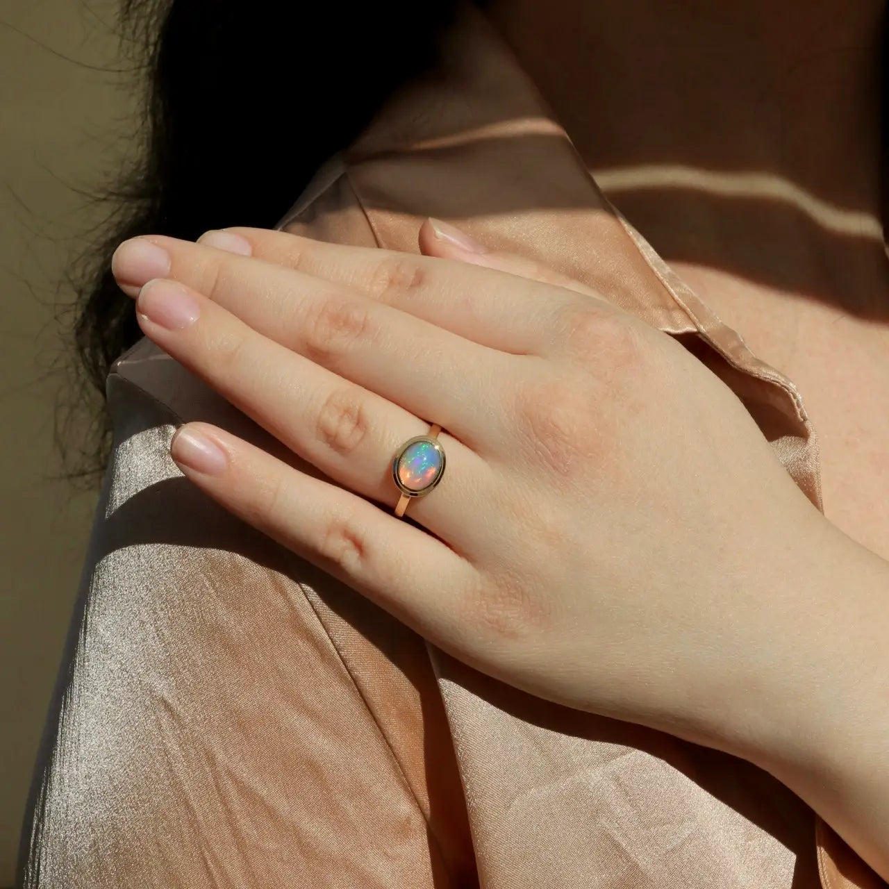 Bella East-West Oval Opal Ring