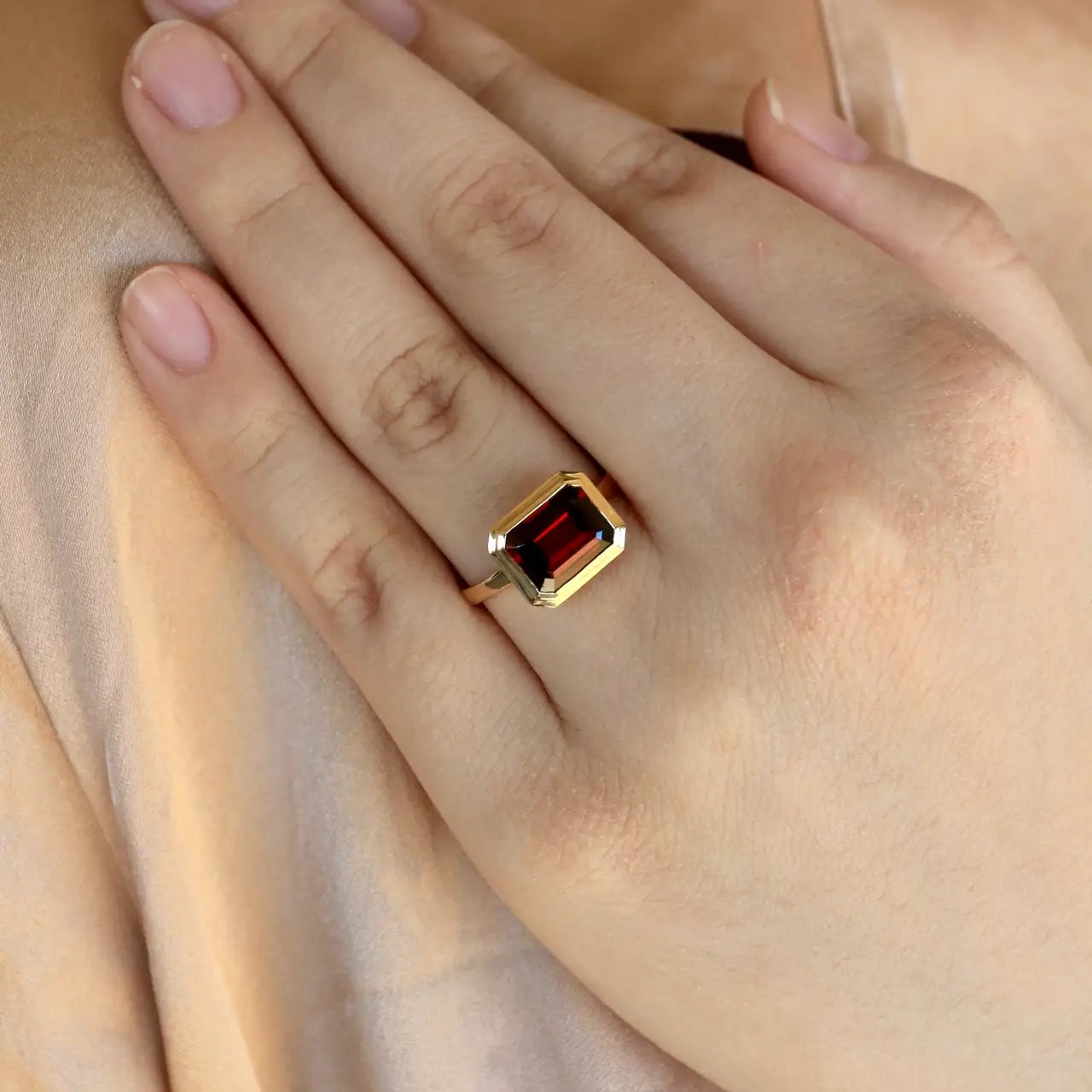 natural garnet vintage inspired ring