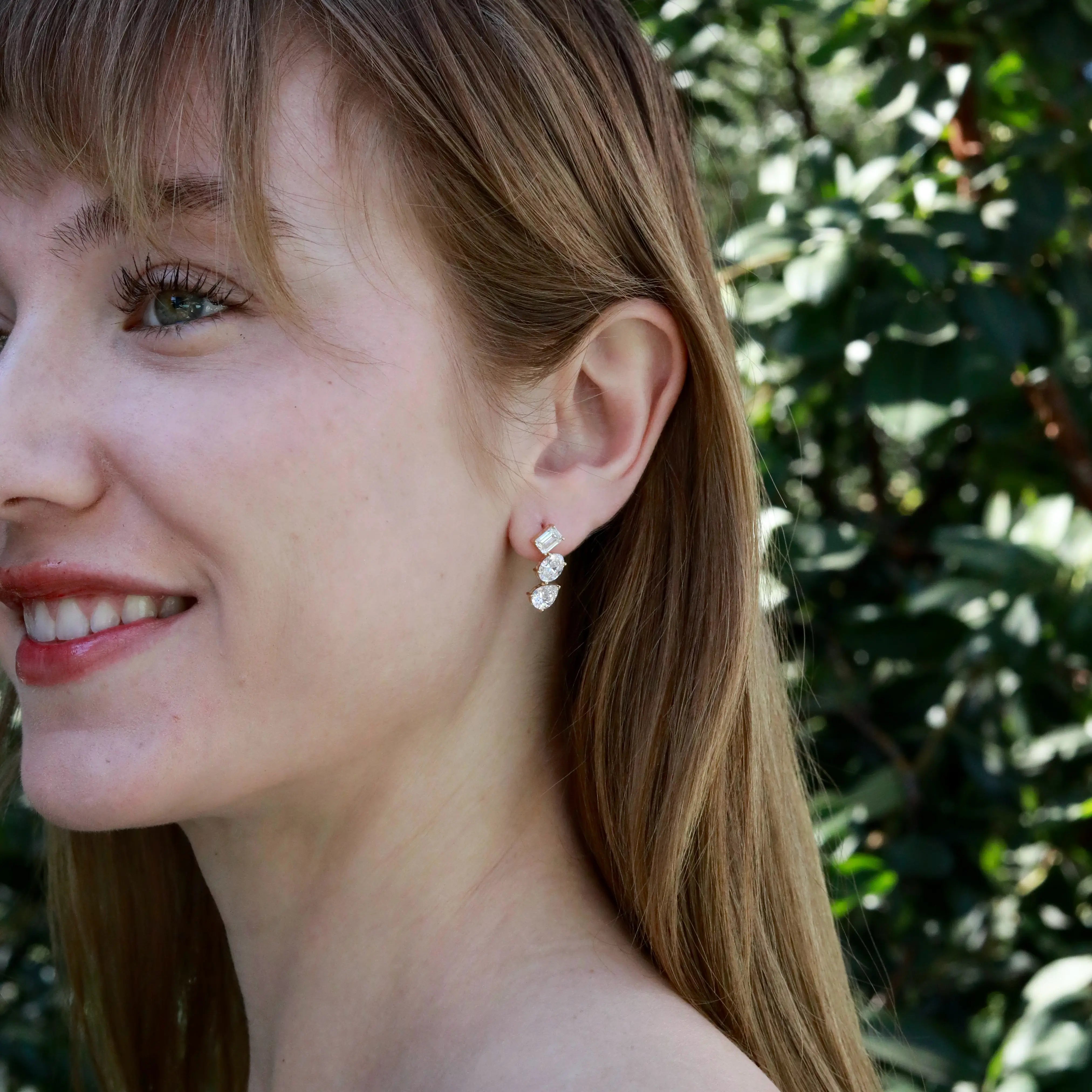 4.20ct Lab Grown Diamond Drop Earrings in 14k solid gold 