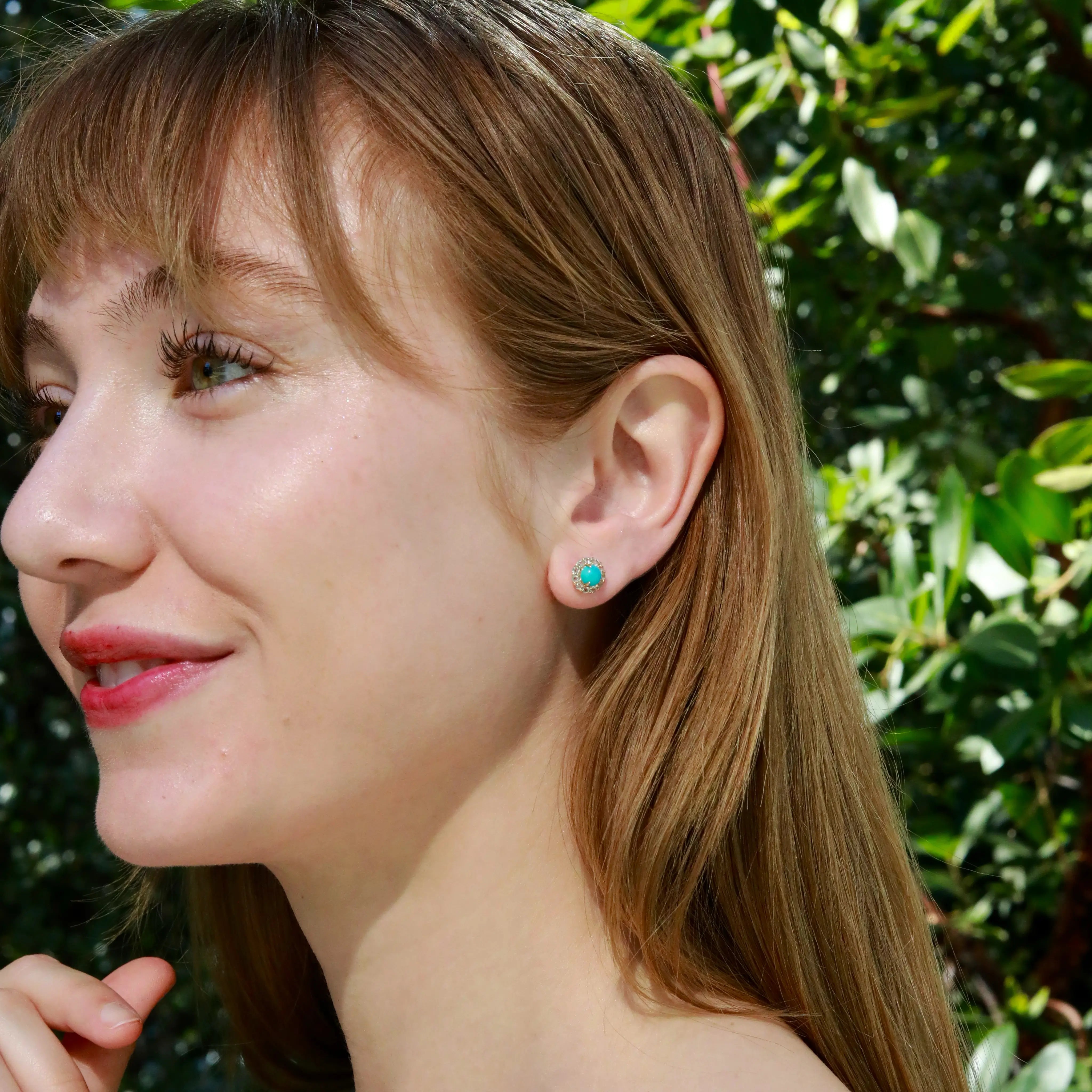 Tropical Natural Turquoise Aquamarine Earrings in 14k solid gold