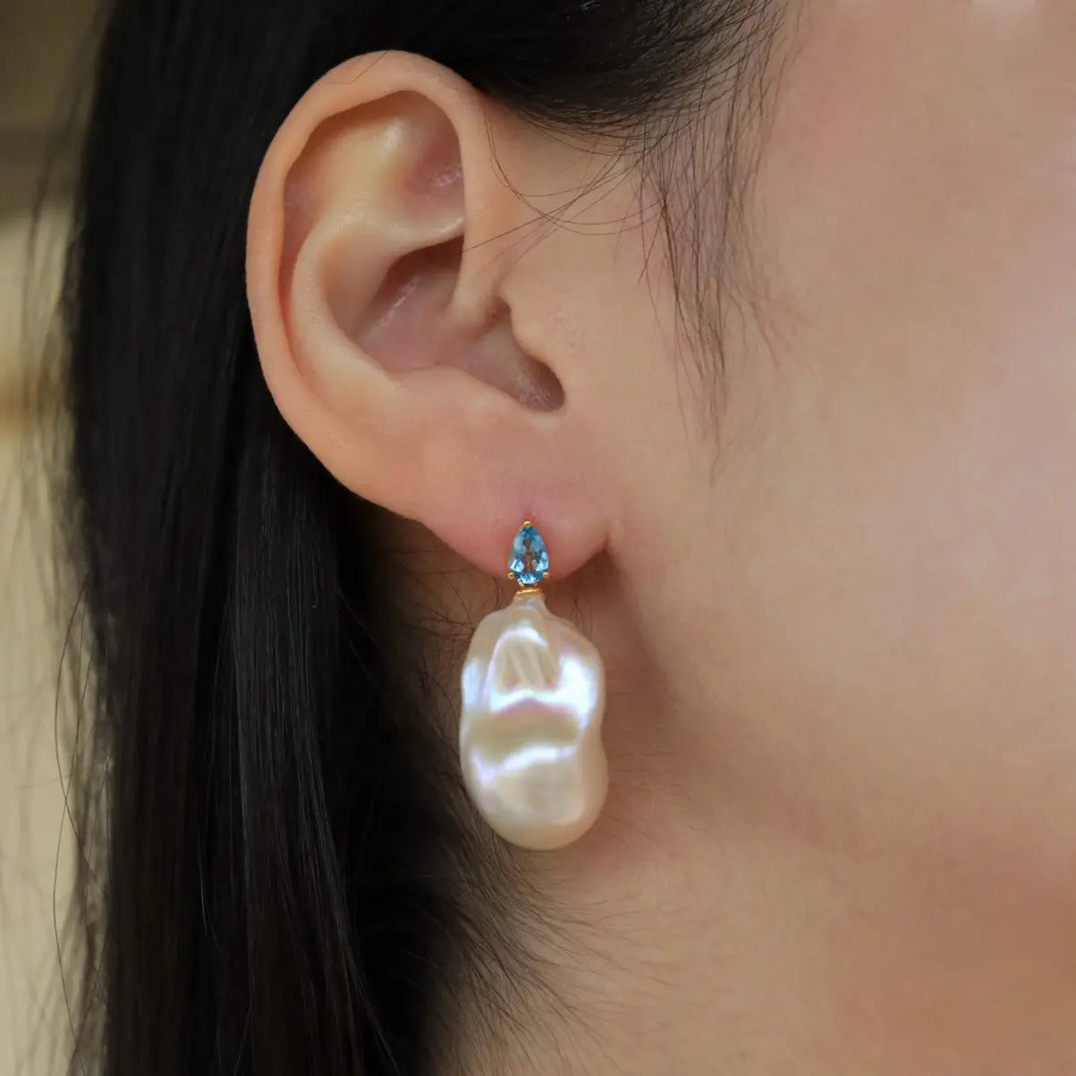 Venus Tears Topaz Baroque Pearl Convertible Drop Earrings