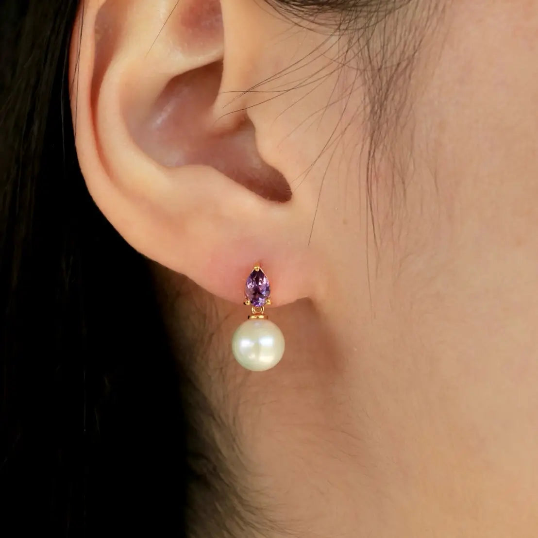 Venus Tears Amethyst Pearl Convertible Earrings