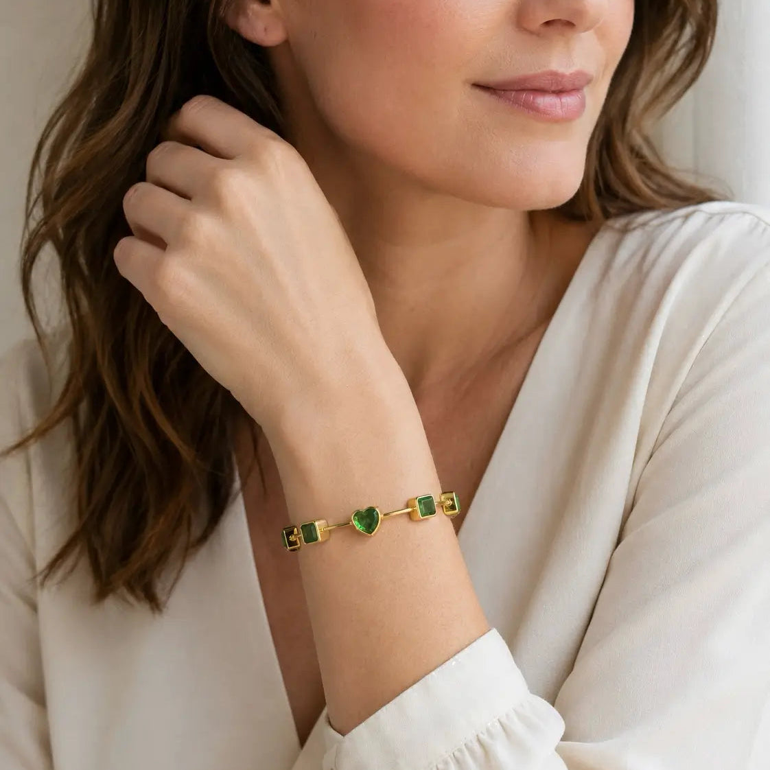 Nina Zhou x Kai 14k yellow gold The Garland 16.25 ctw Natural Tsavorite Link Bracelet (One-of-a-Kind)