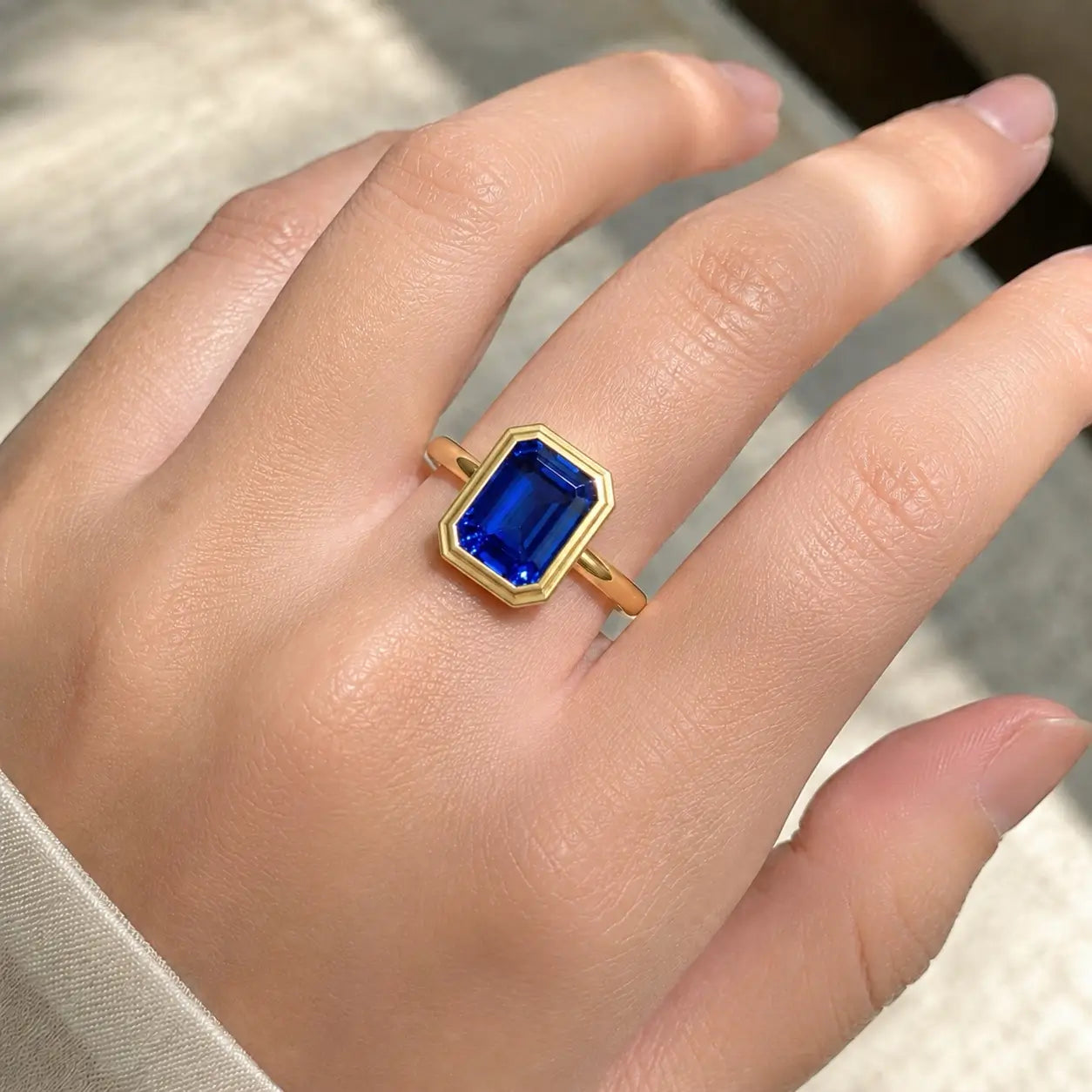 Bella 14k solid gold yellow gold 3ctw Lab Grown Sapphire Ring