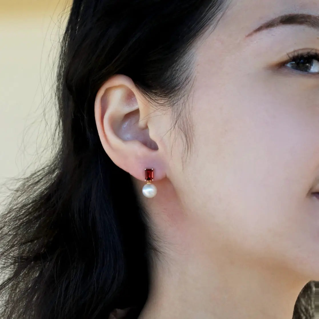 14k gold garnet convertible earrings