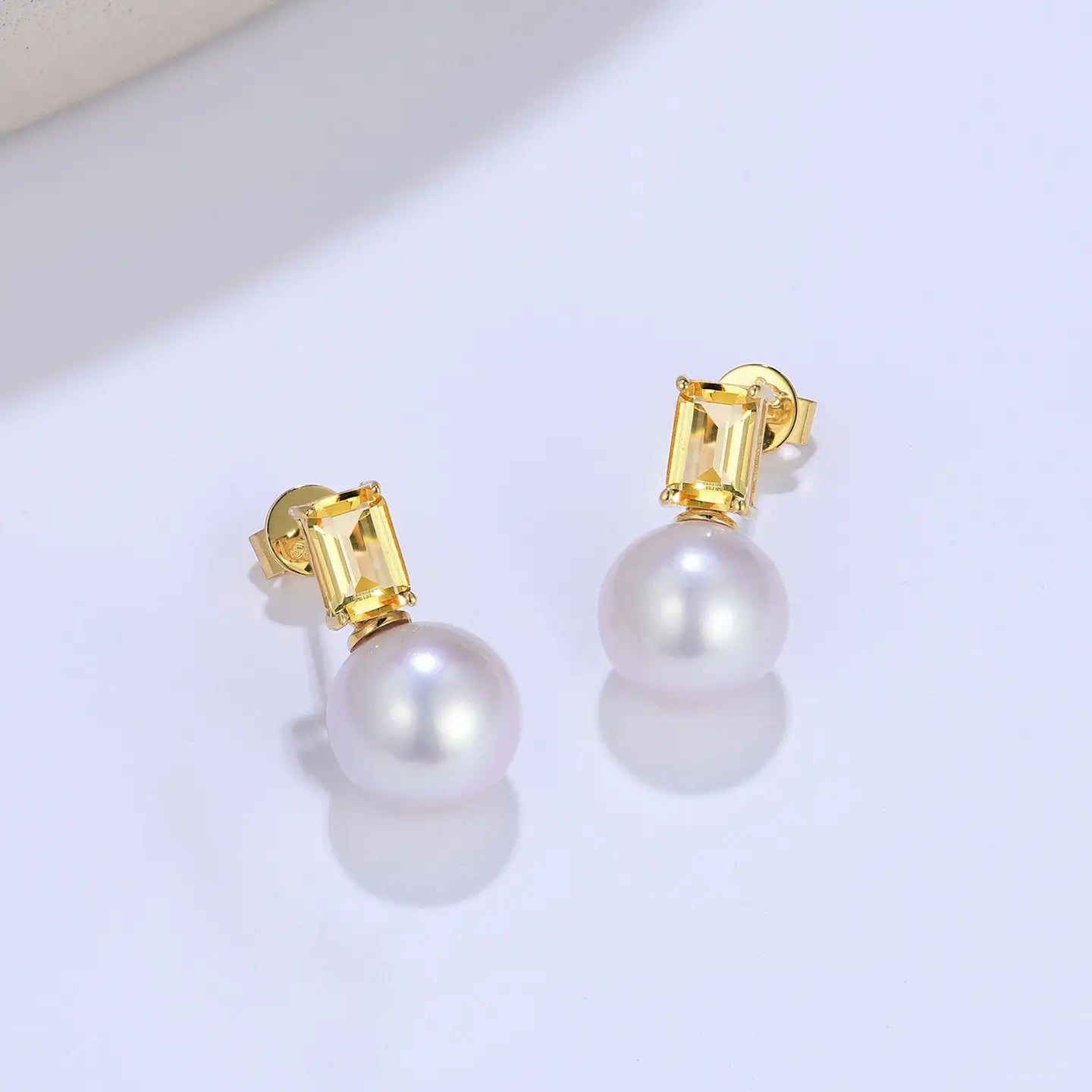 14k gold citrine pearl earrings