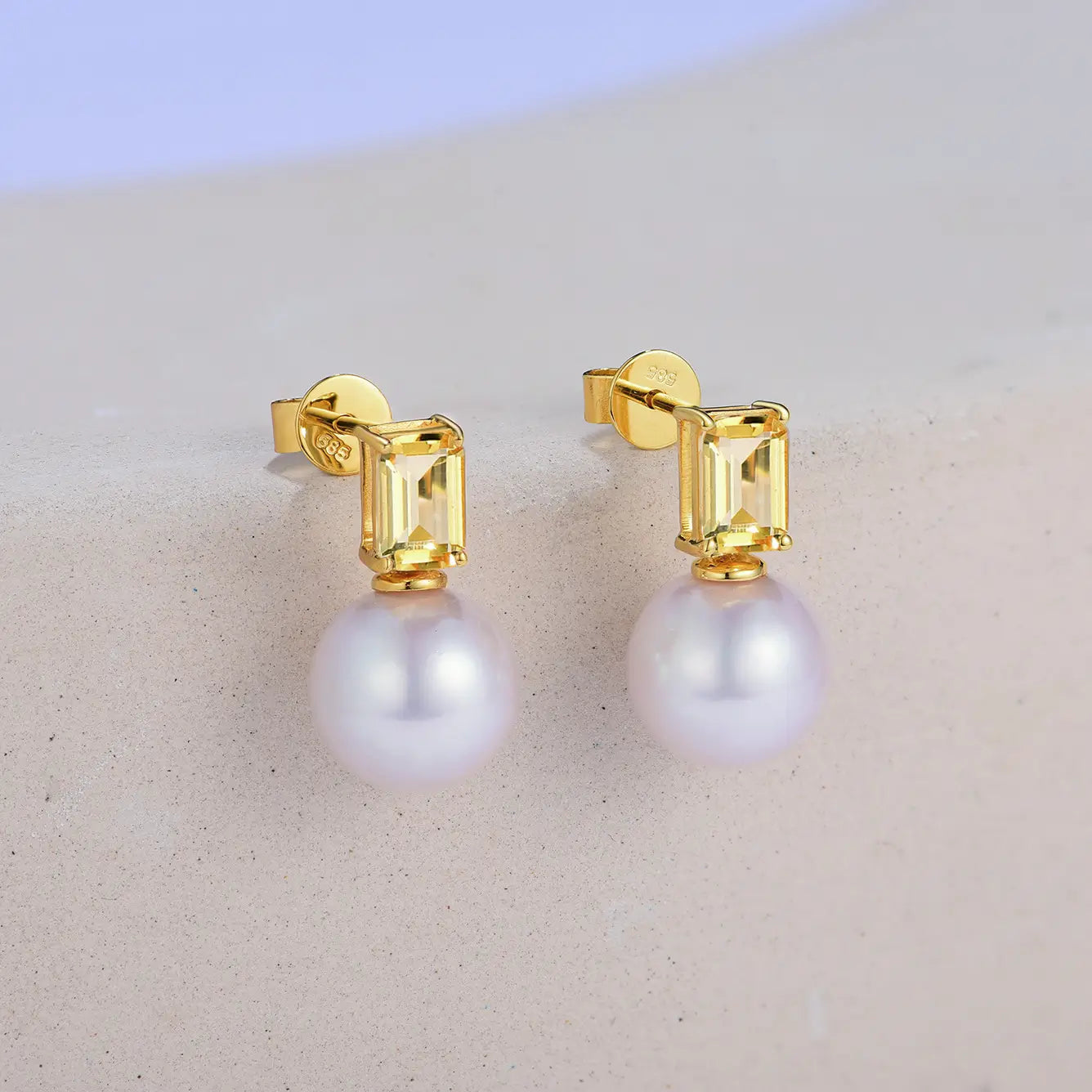 gold detachable pearl drop earrings 