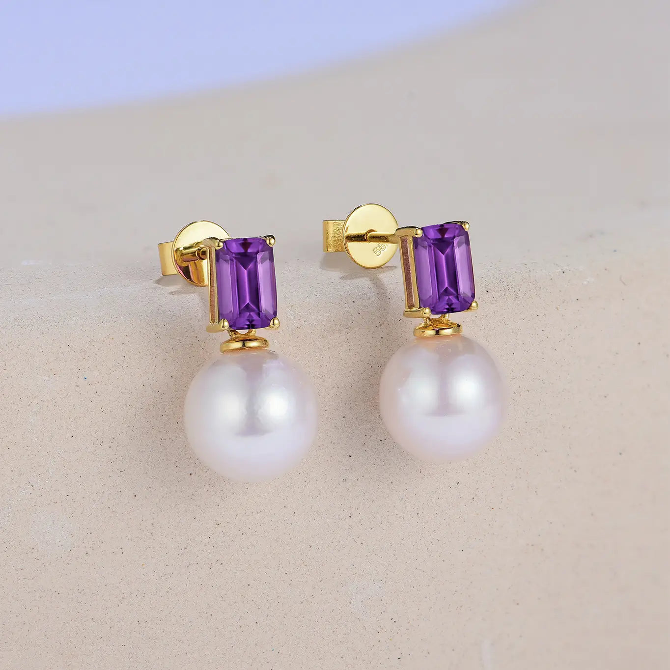 14k yellow gold solid gold pearl drop earrings
