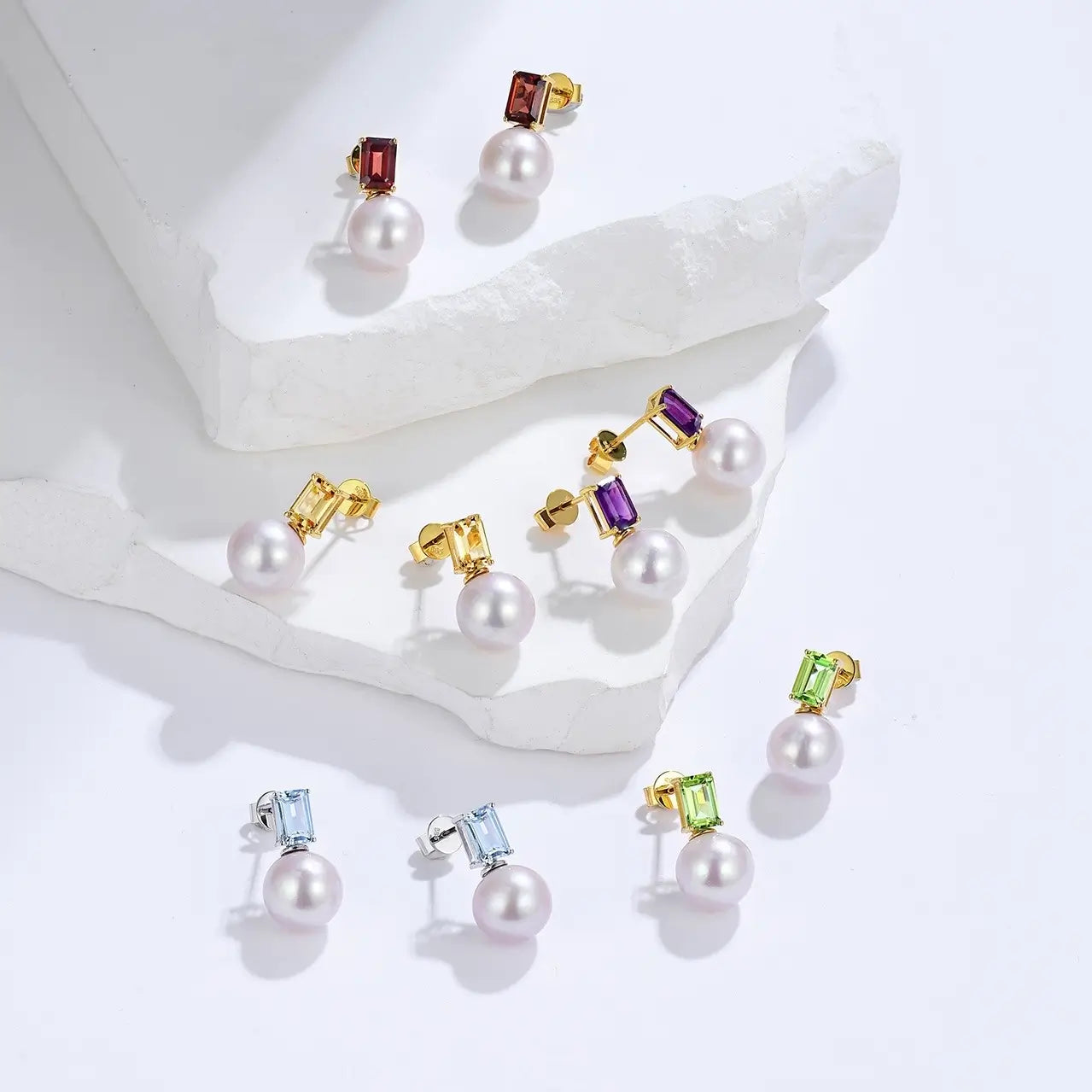 gemstone pearl 14k gold earrings collection