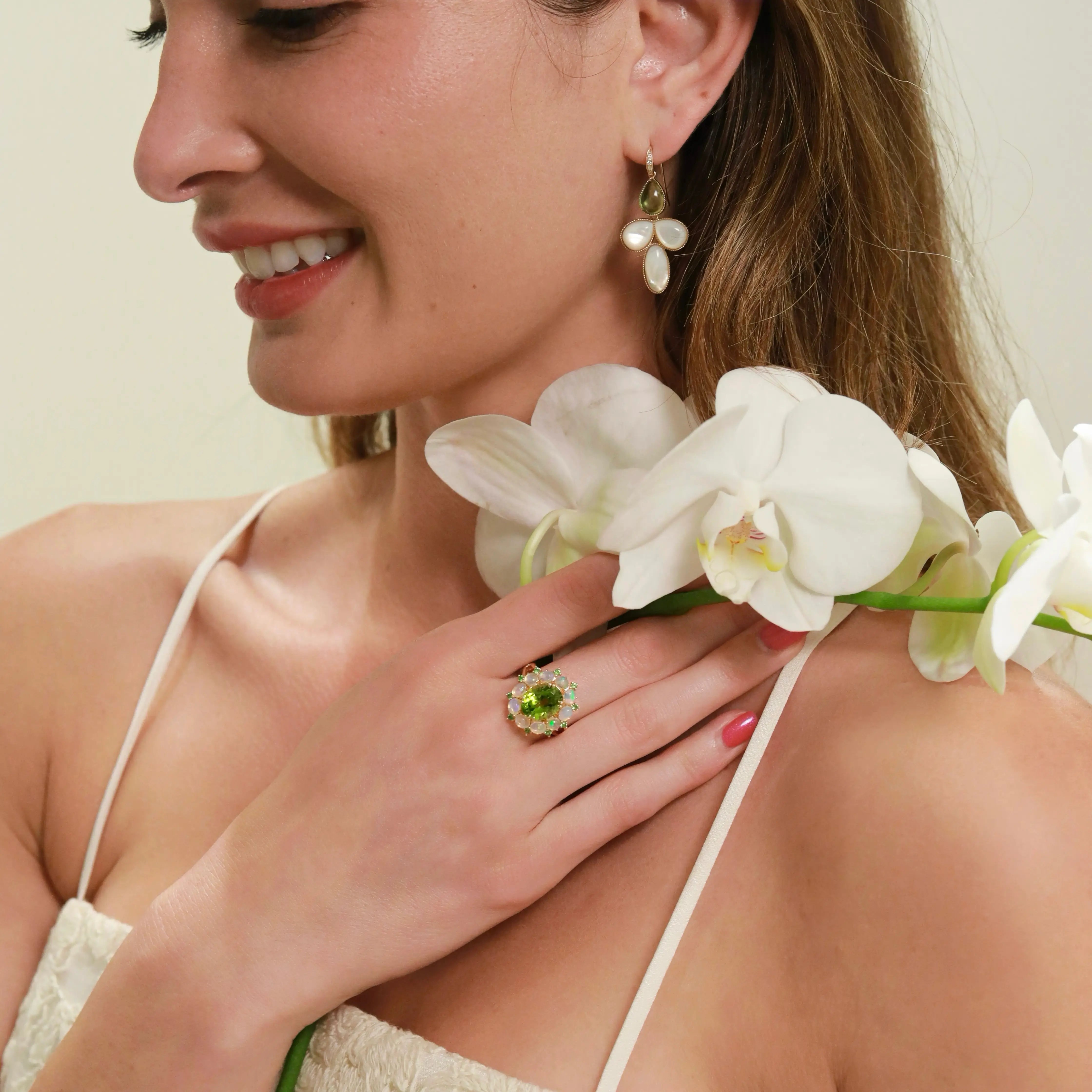 Mira Peridot Opal Tsavorite Cocktail Ring